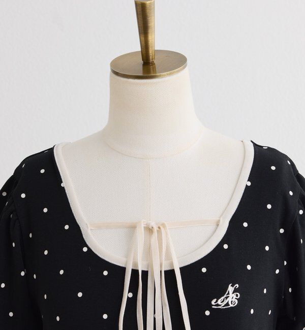  「ホルターネック配色ドットトップス」|プルオーバー|
