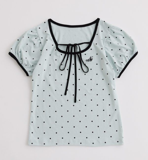  「ホルターネック配色ドットトップス」|プルオーバー|