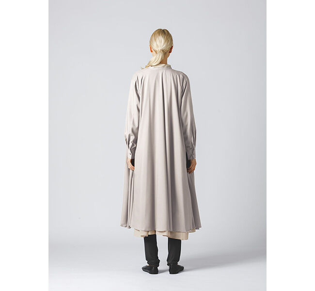 mizuiro ind「mizuiro ind T／Rスタンドカラーフレアシャツワンピース」|ワンピース|