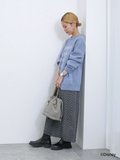 Samansa Mos2 blue「【Disney】アナと雪の女王/ロゴニット」|ニット・セーター|