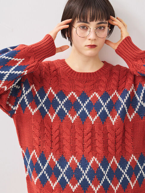 SM2「ケーブルアーガイル柄ニット」|ニット・セーター|
