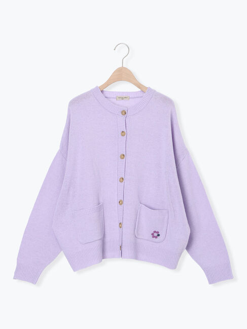 Samansa Mos2「花刺繍入りカーディガン」|カーディガン|パープル