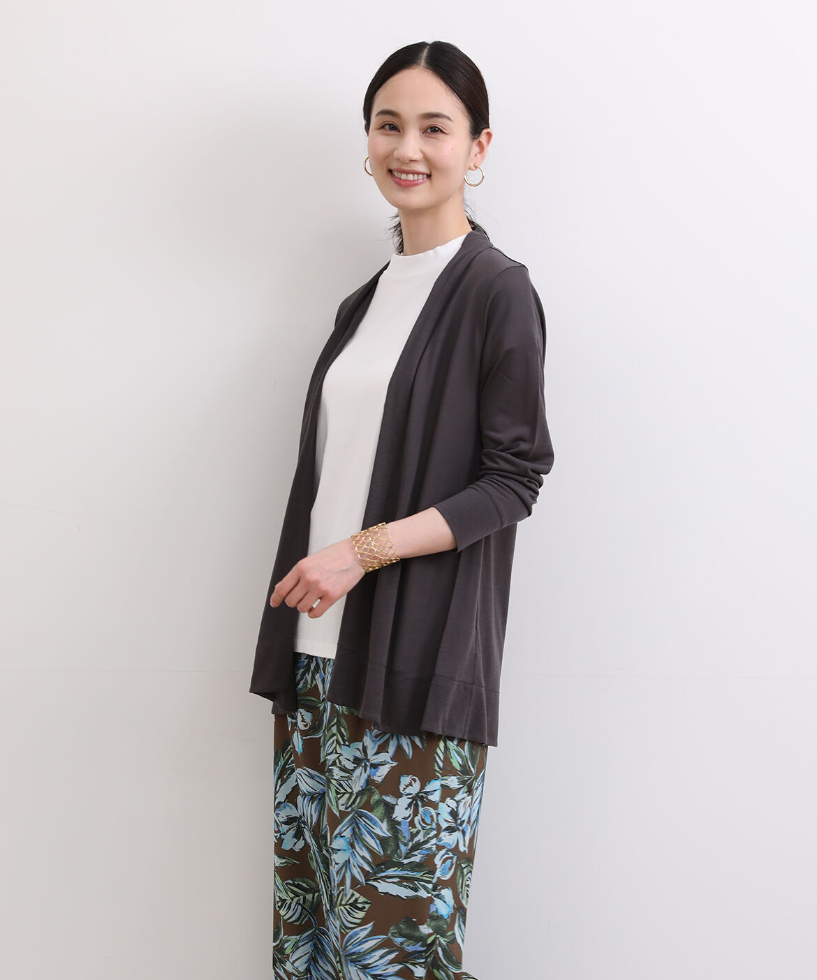 I.T.'S international「着流しロングカーディガン」|Tシャツ・カットソー|チャコールグ 3