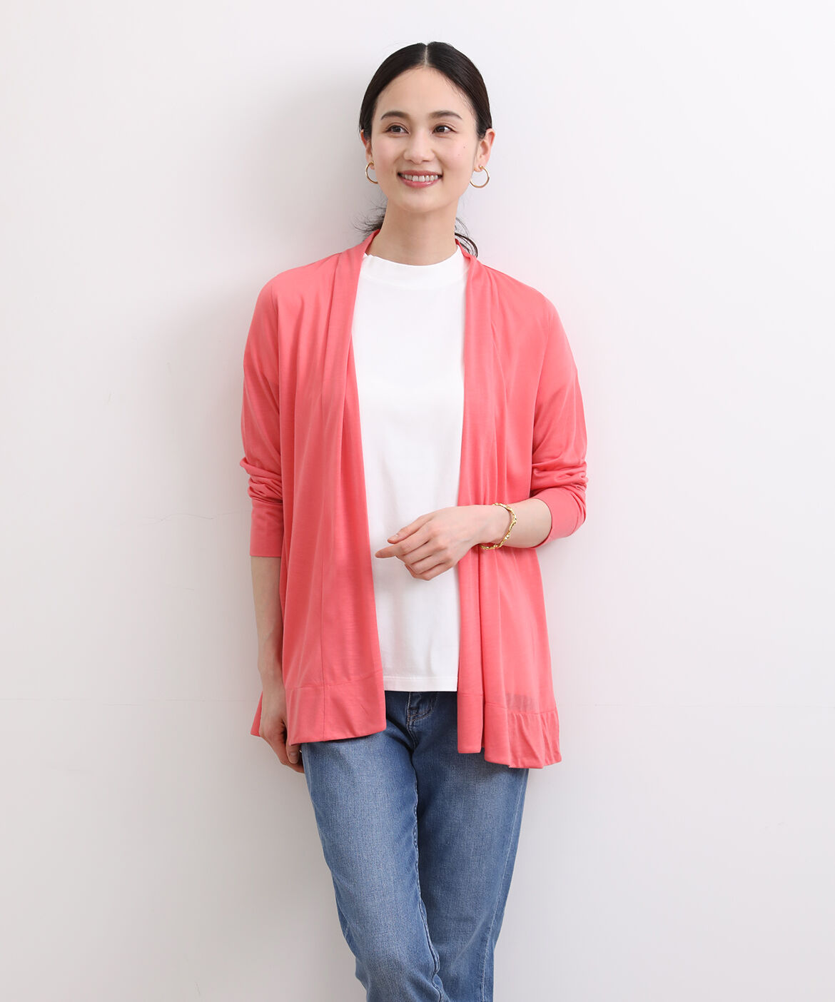 I.T.'S international「着流しロングカーディガン」|Tシャツ・カットソー|サーモンピン 4