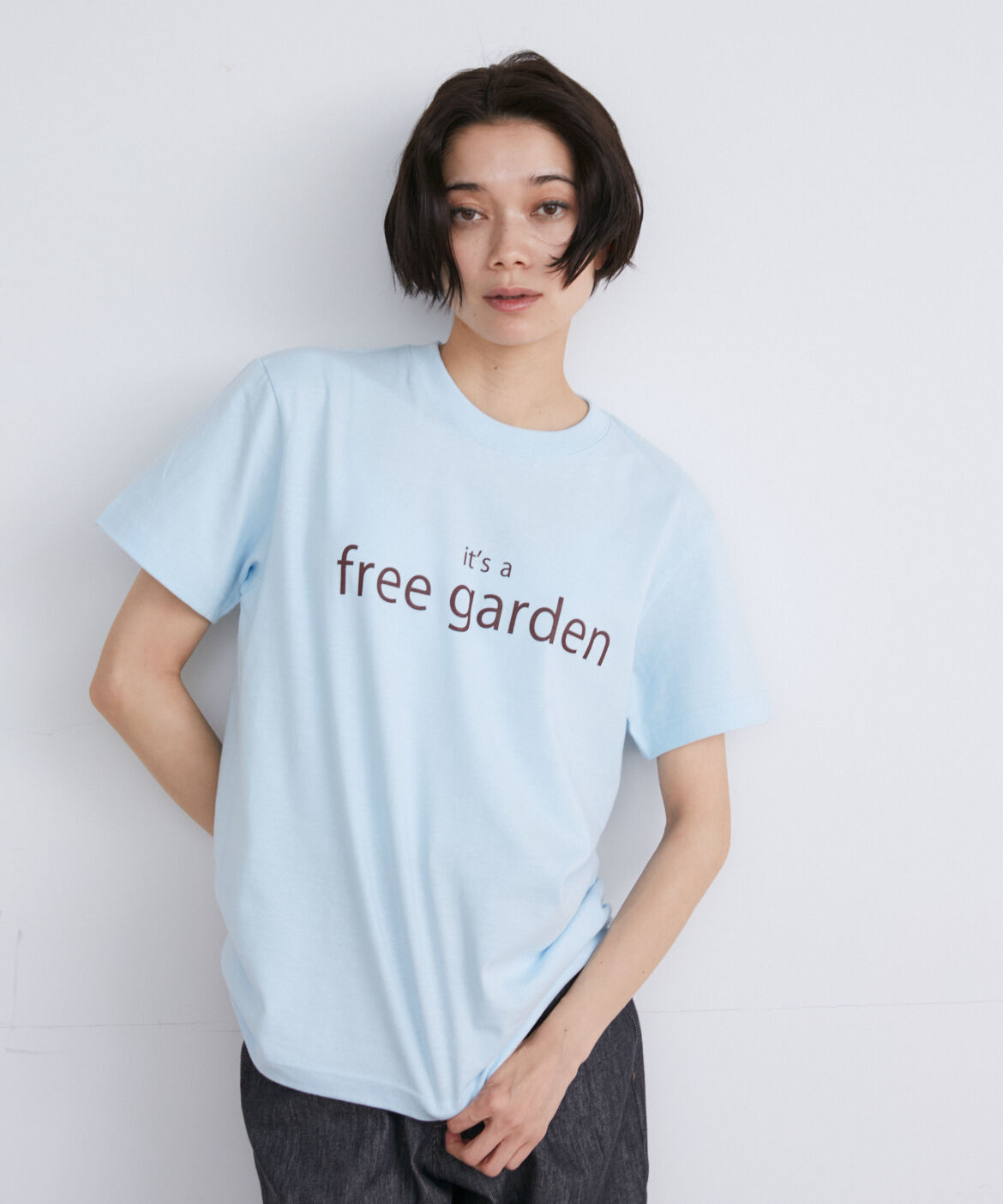 I.T.'S international「It's a free garden ロゴプリントTシャツ」|Tシャツ・カットソー|サックス3