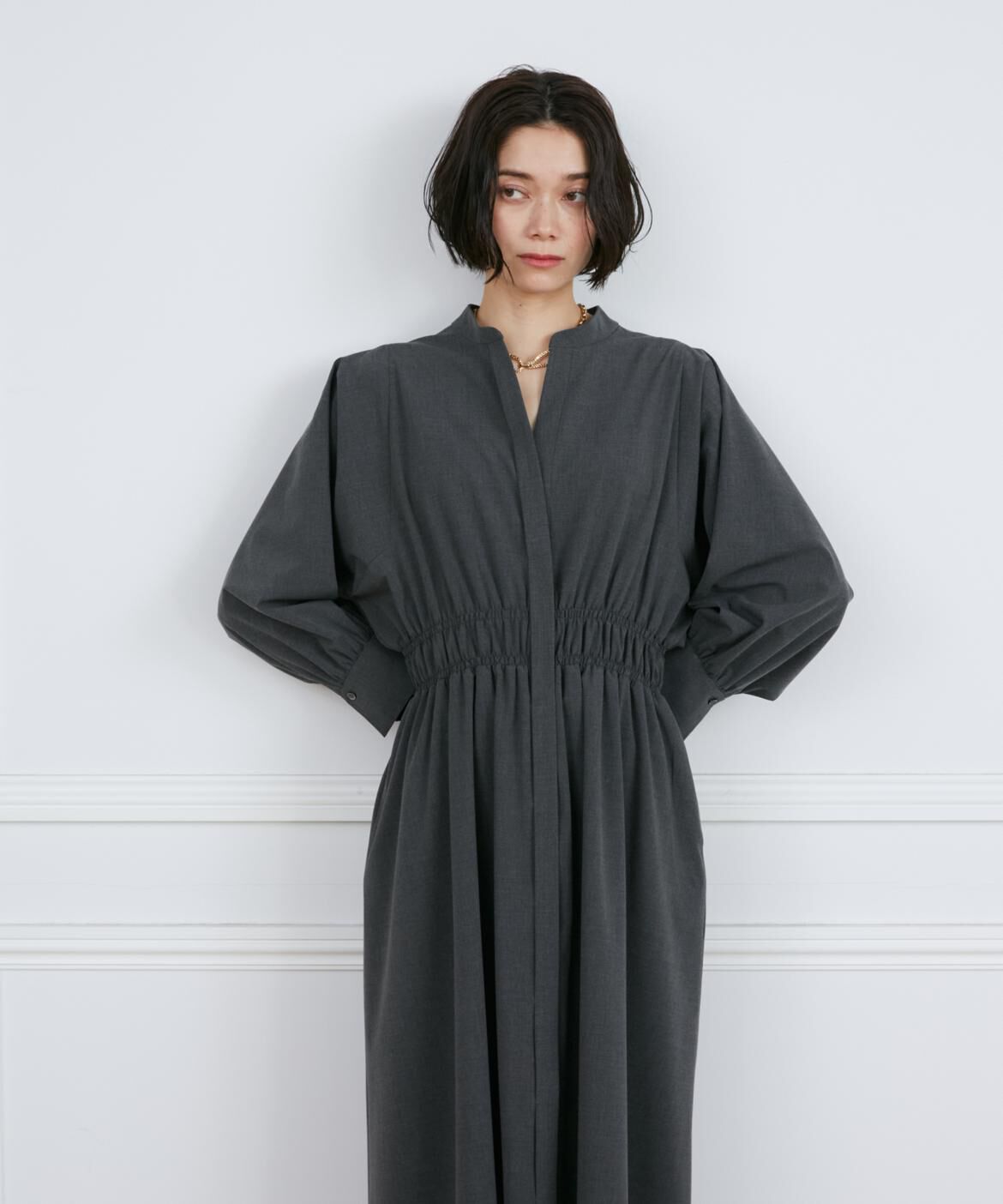 INED「2WAYストレッチスタンドカラーワンピース」|ワンピース|