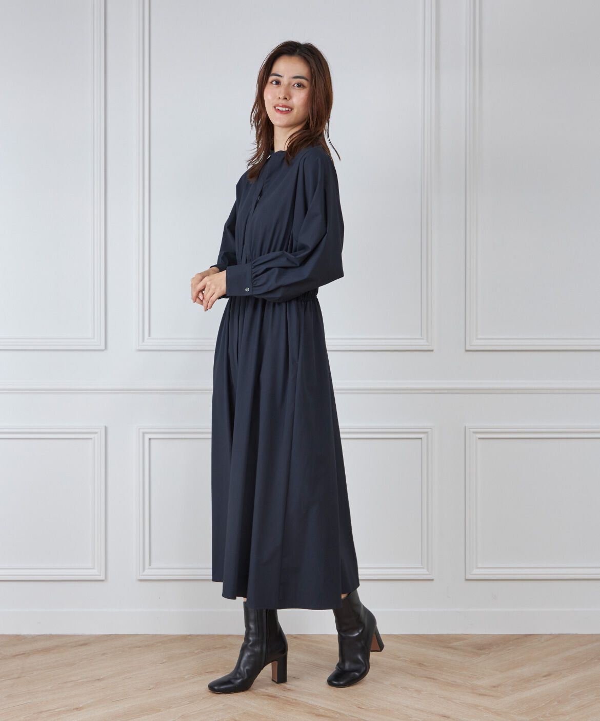 INED「2WAYストレッチスタンドカラーワンピース」|ワンピース|