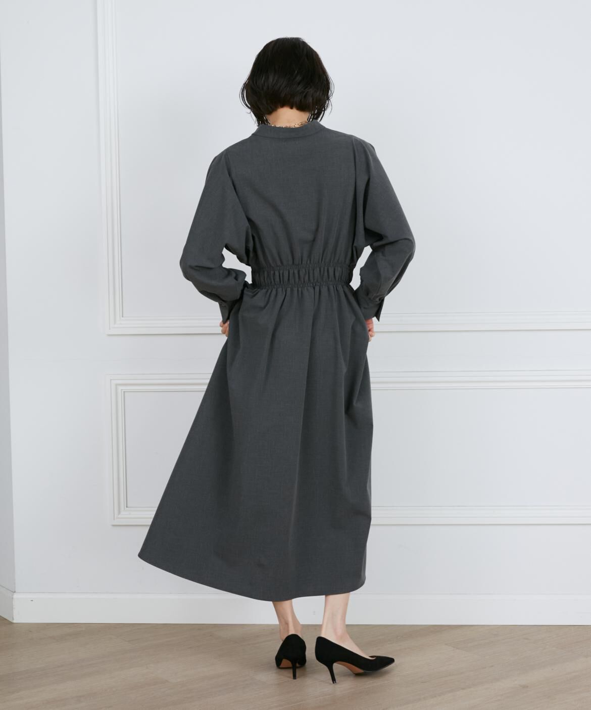 INED「2WAYストレッチスタンドカラーワンピース」|ワンピース|