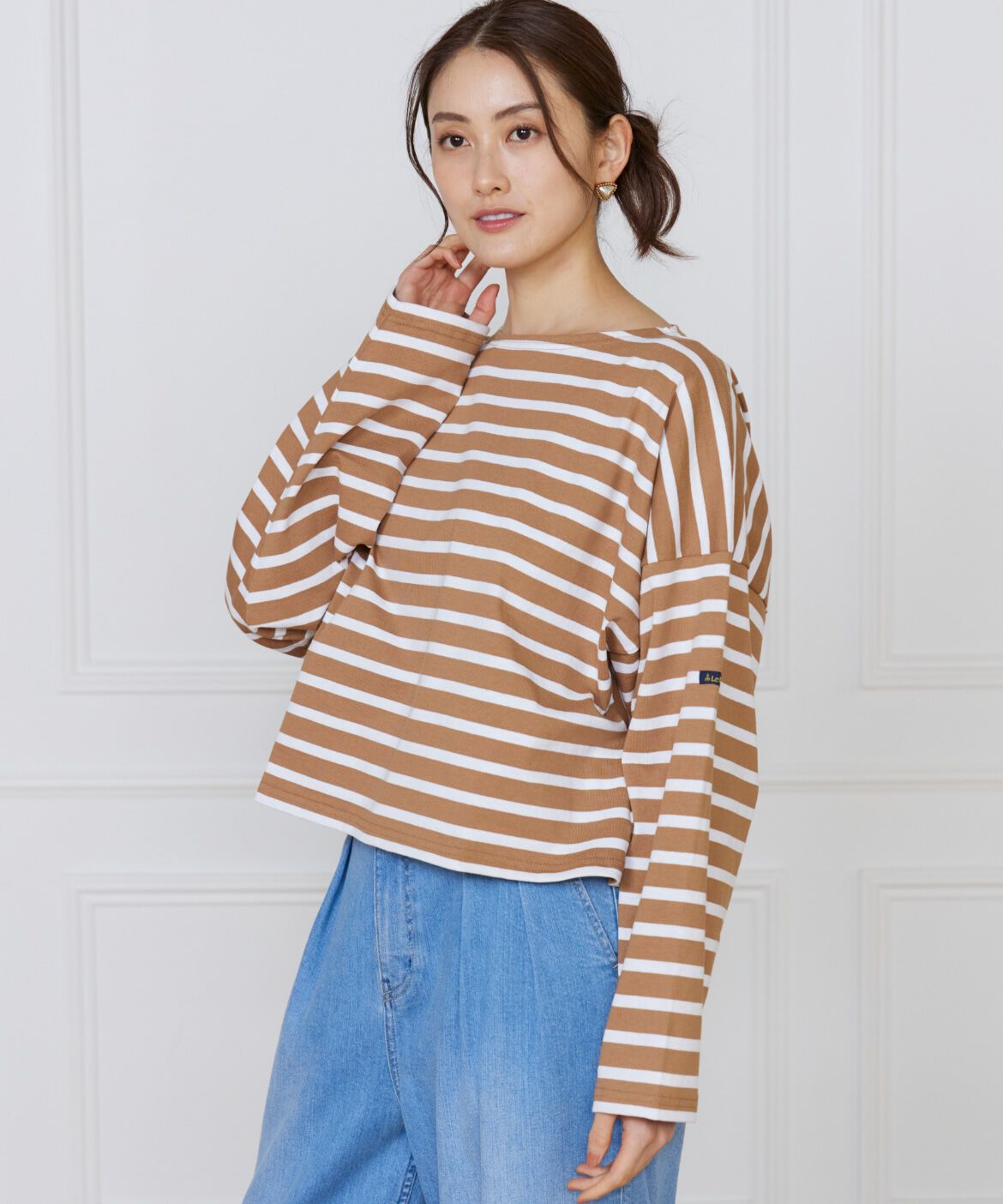 INED「ボーダードルマンスリーブカットソー《Le Minor》」|Tシャツ・カットソー|キャメル1