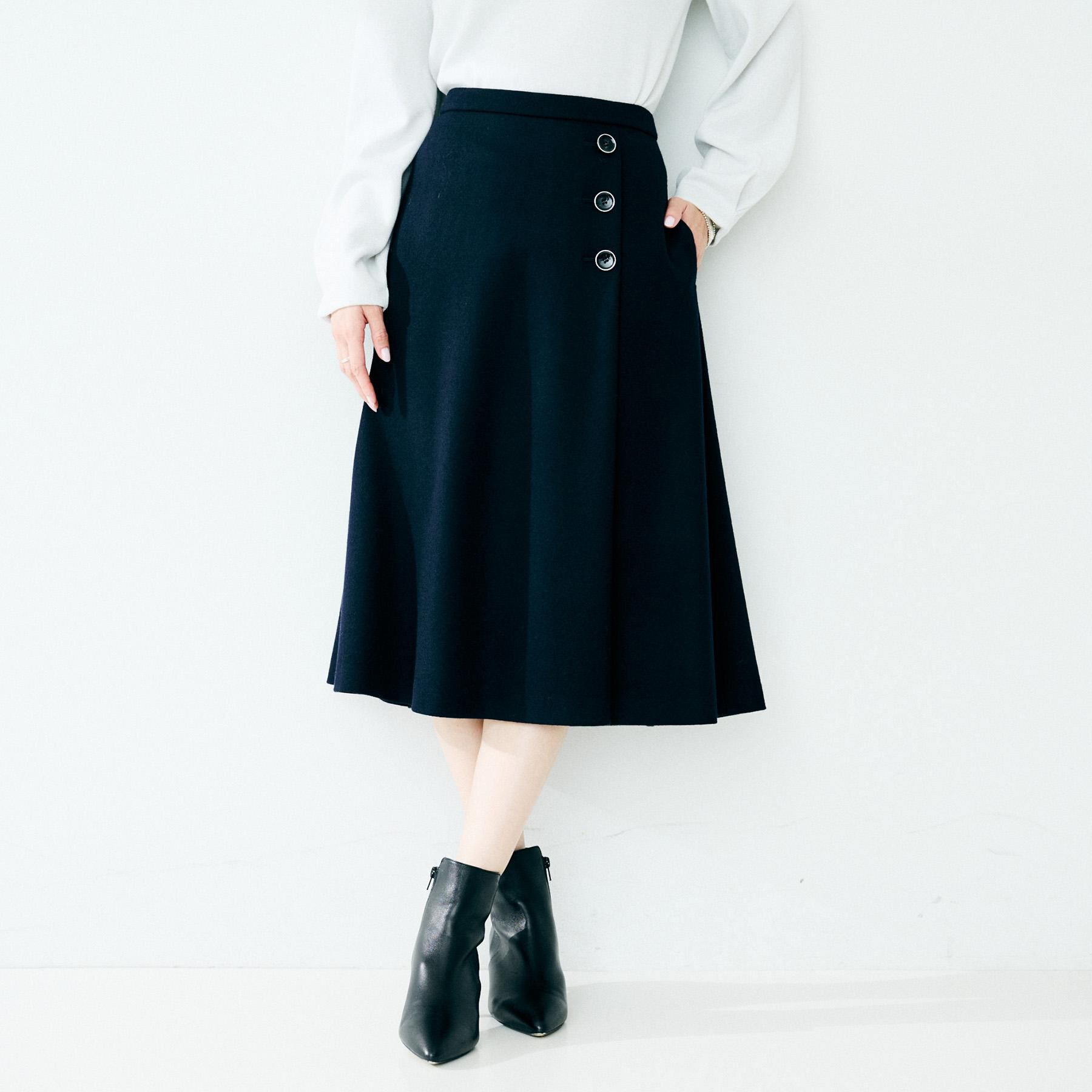 UNTITLED「【ウール100%/ミモレ丈】ミルドスムースフレアスカート」|スカート|
