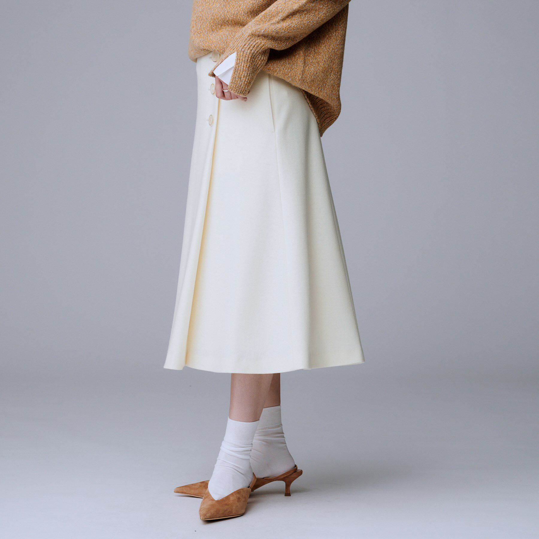 UNTITLED「【ウール100%/ミモレ丈】ミルドスムースフレアスカート」|スカート|