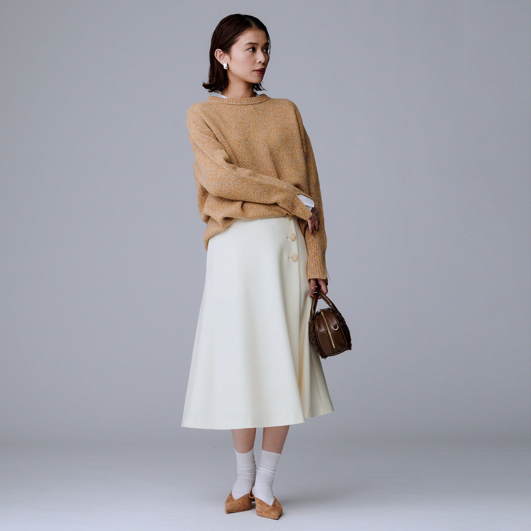 UNTITLED「【ウール100%/ミモレ丈】ミルドスムースフレアスカート」|スカート|