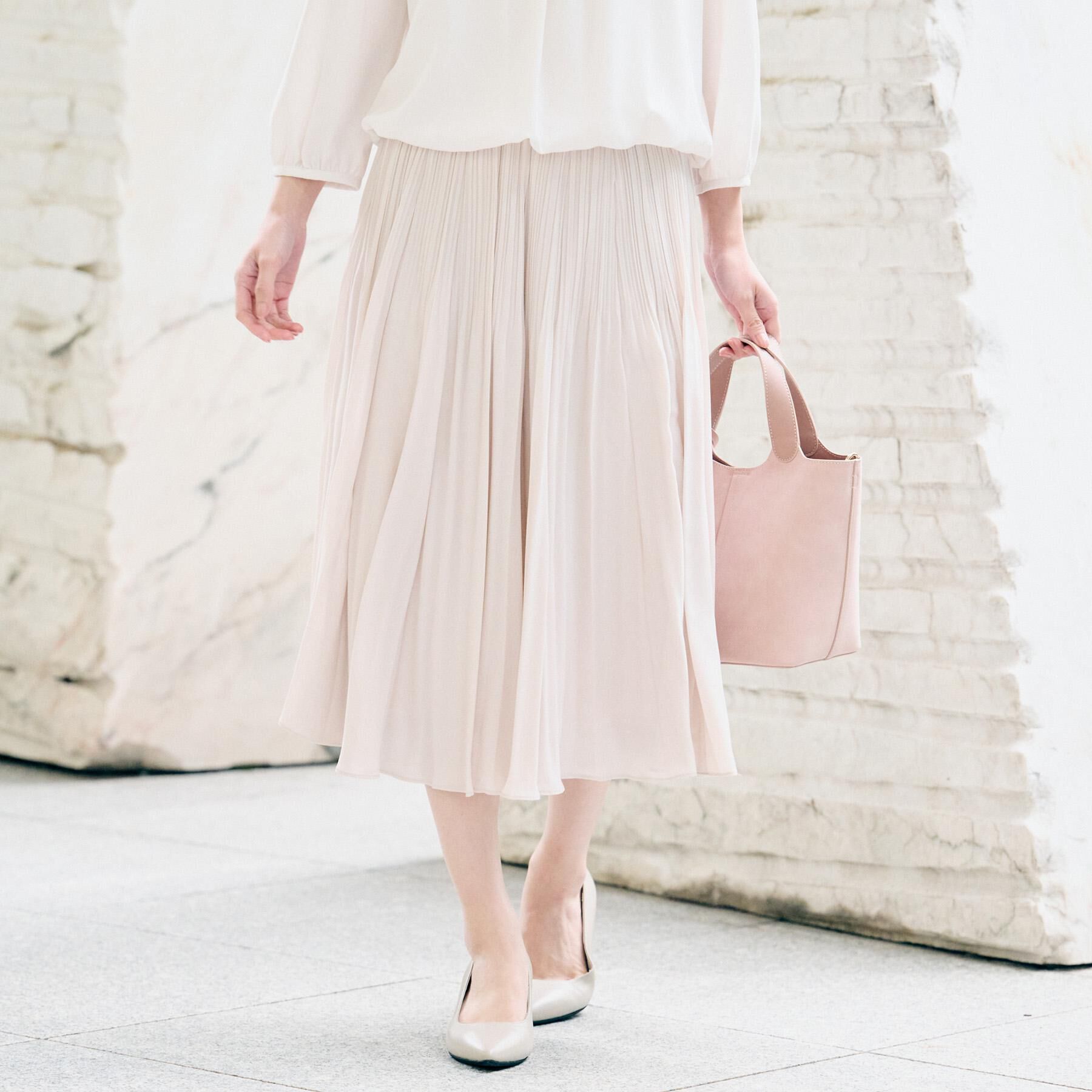 UNTITLED「デシン プリーツスカート」|スカート|ライトベージュ(05