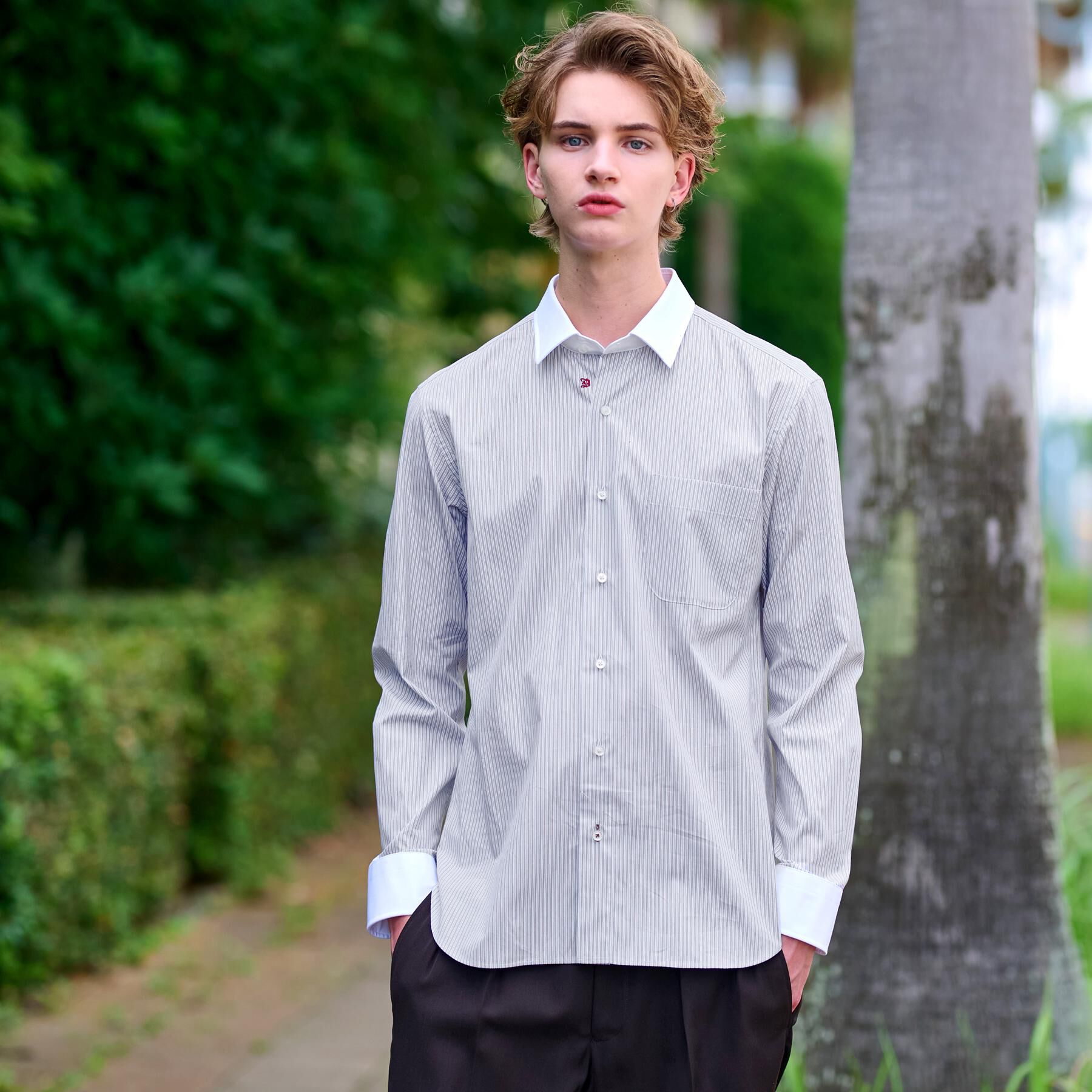 DRESSTERIOR「レギュラーカラークレリック ストライプドレスシャツ」|シャツ・ブラウス|