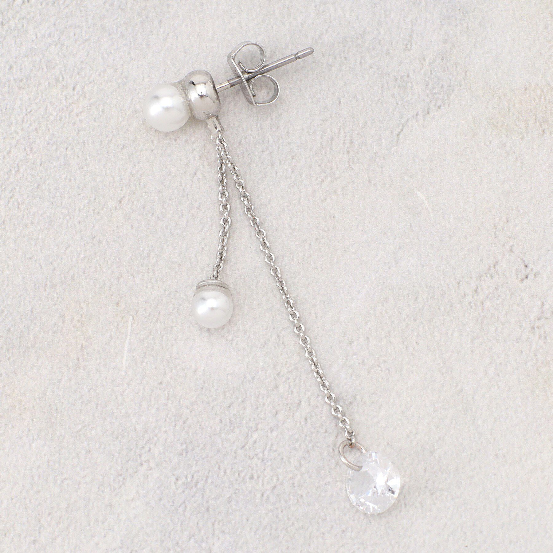 grove「パール調ビジューロングチェーンピアス」|ピアス|