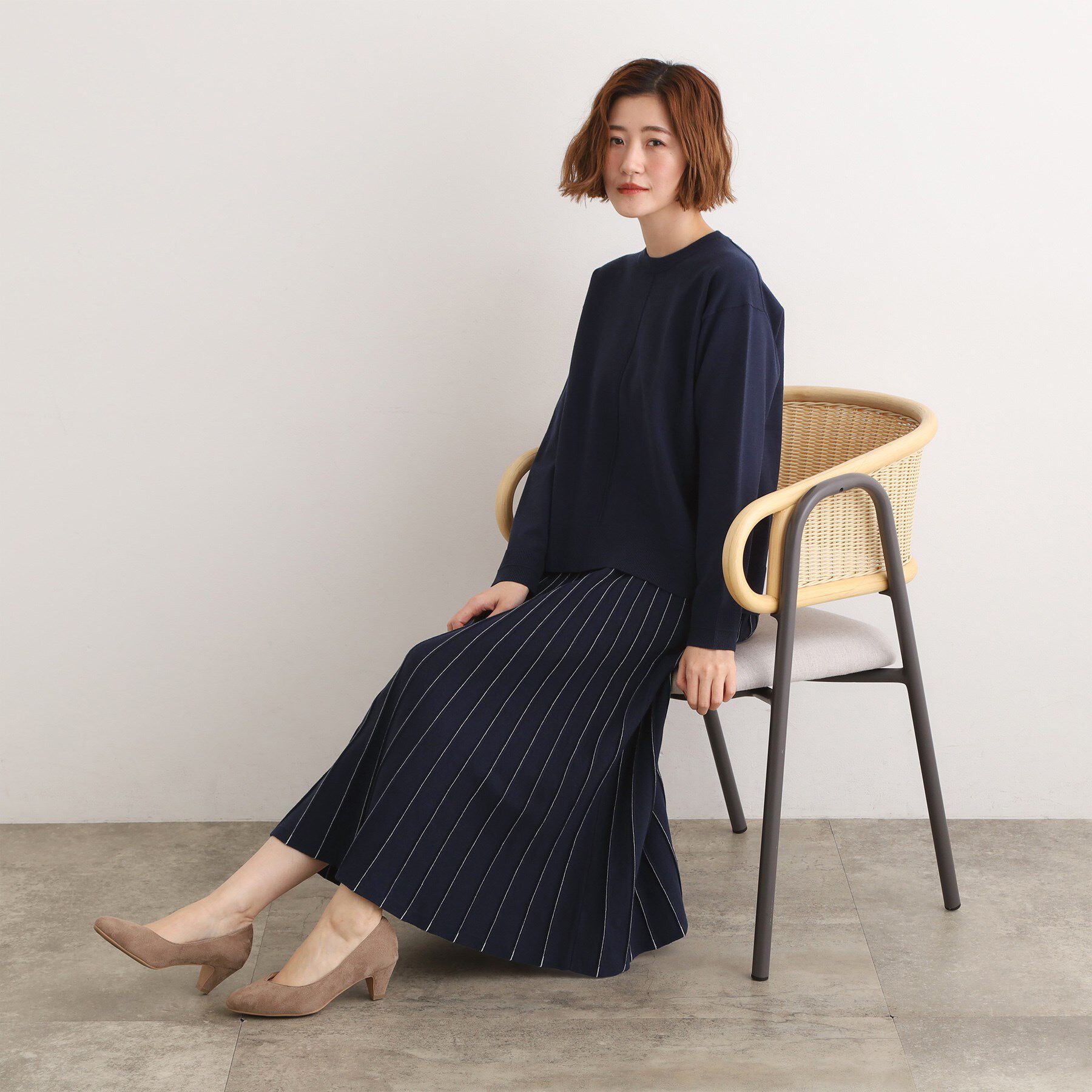 grove「【SETUP可能】冬から春まで心地よく　タック編みオーバーサイズニット」|ニット・セーター|