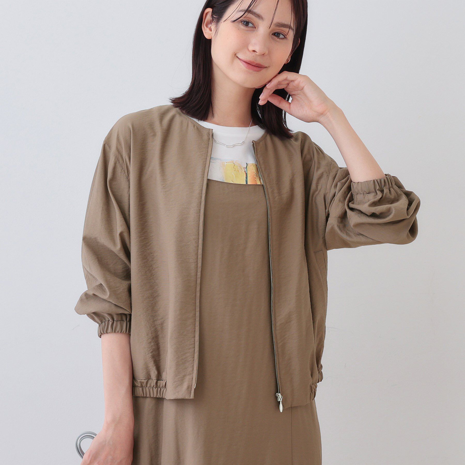 INDIVI「ワッシャーブルゾン」|ブルゾン・スタジャン|モカブラウン(042