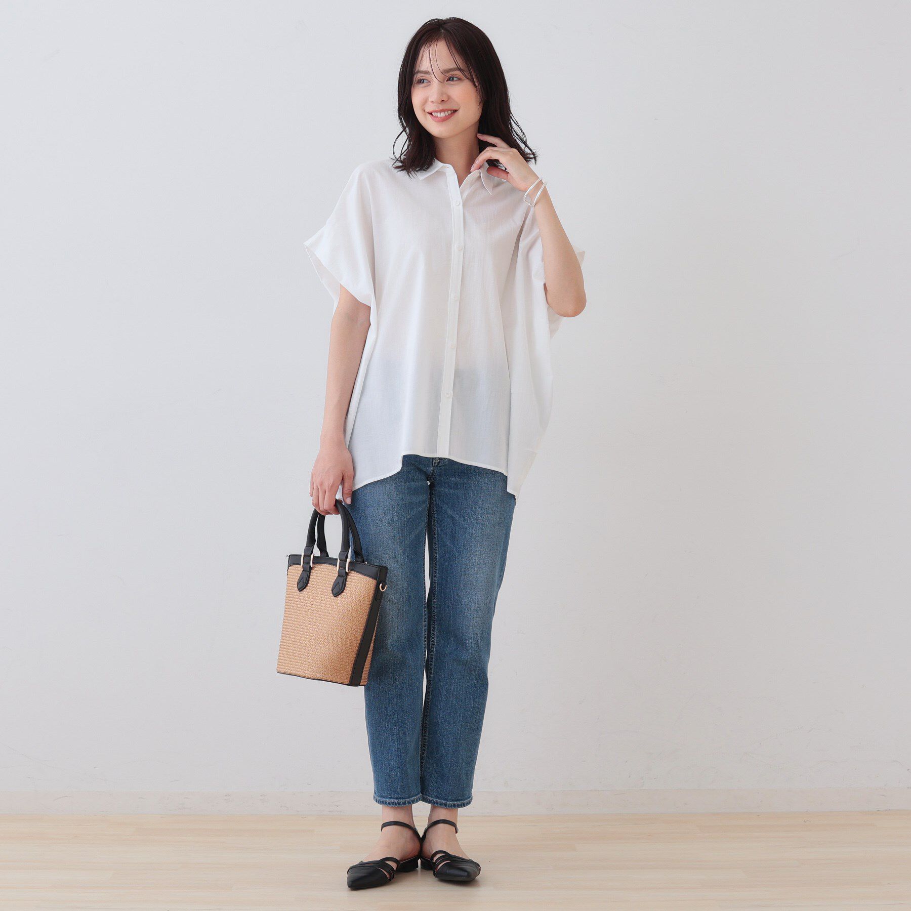 INDIVI「【SETUP可能／涼しい】コットンオーバーシャツ」|シャツ・ブラウス|