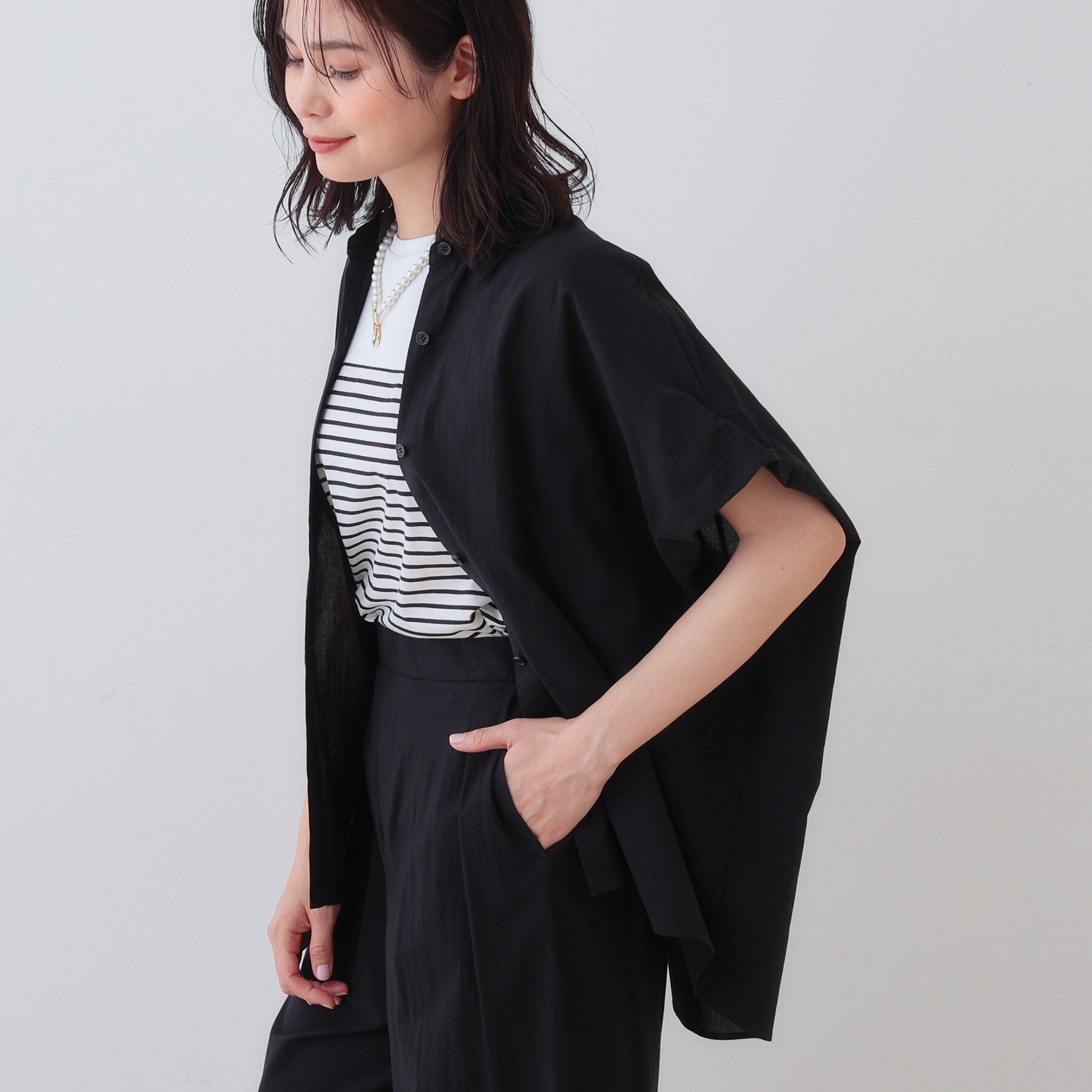 INDIVI「【SETUP可能／涼しい】コットンオーバーシャツ」|シャツ・ブラウス|