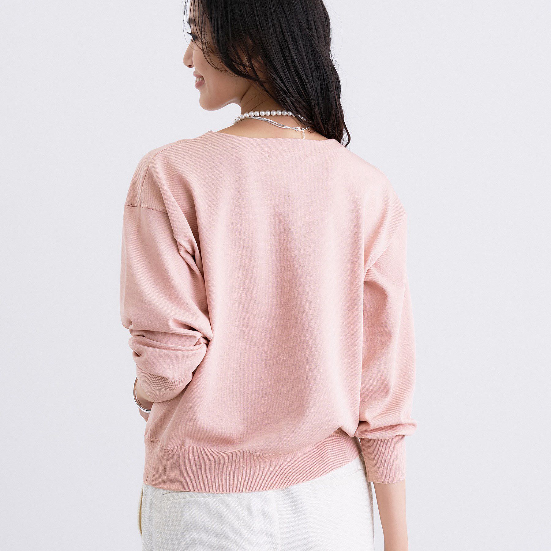 INDIVI「ボートネック ストレッチニット」|ニット・セーター|