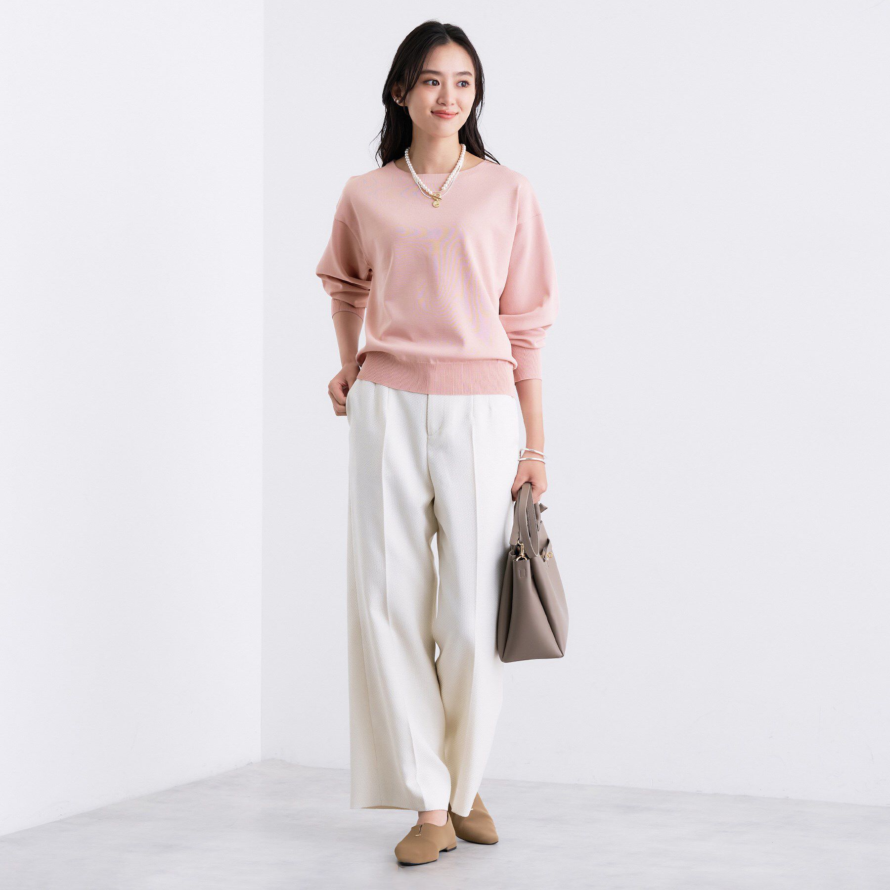 INDIVI「ボートネック ストレッチニット」|ニット・セーター|