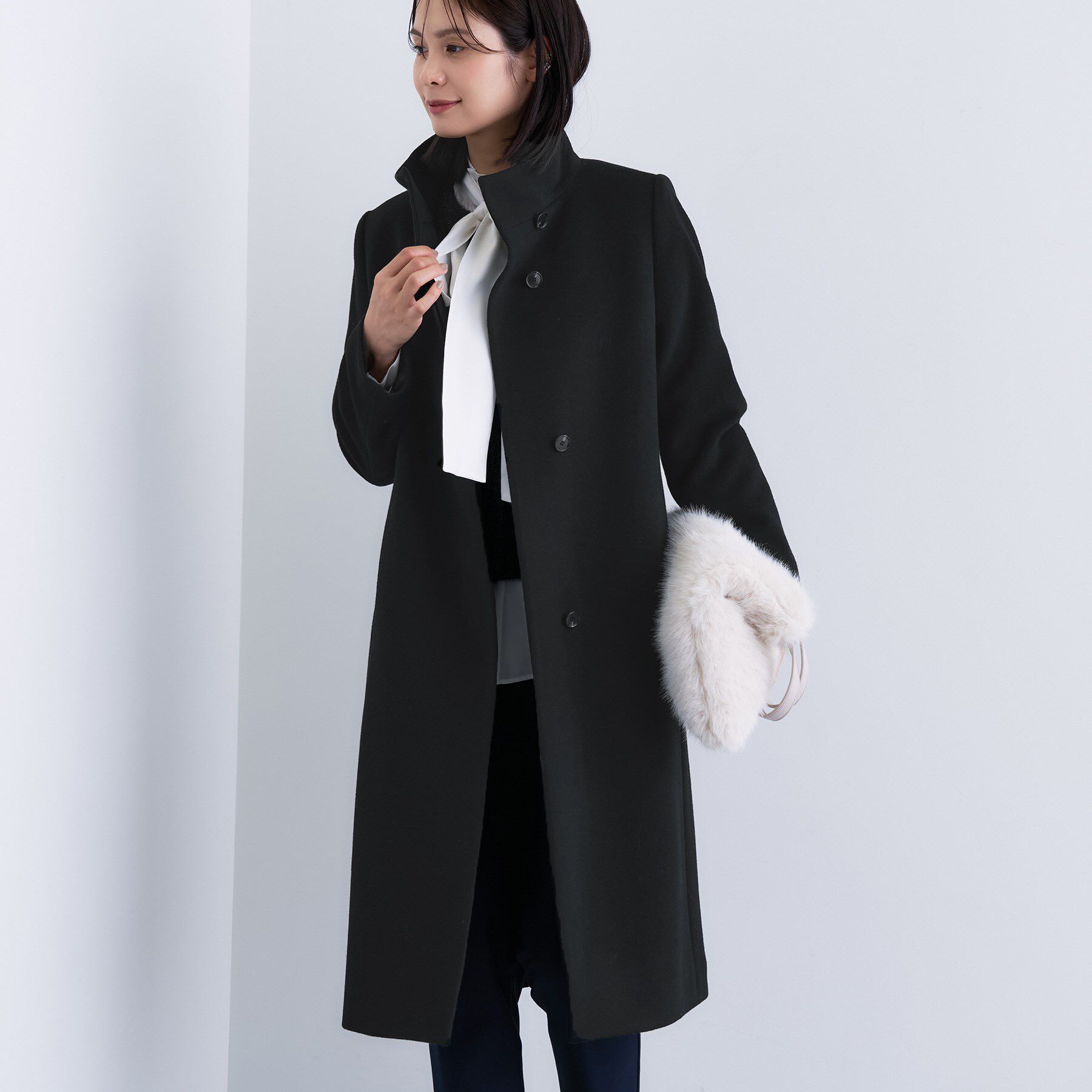 INDIVI「【名品コート／日本製】ウール100％スタンドカラーロングコート」|その他|