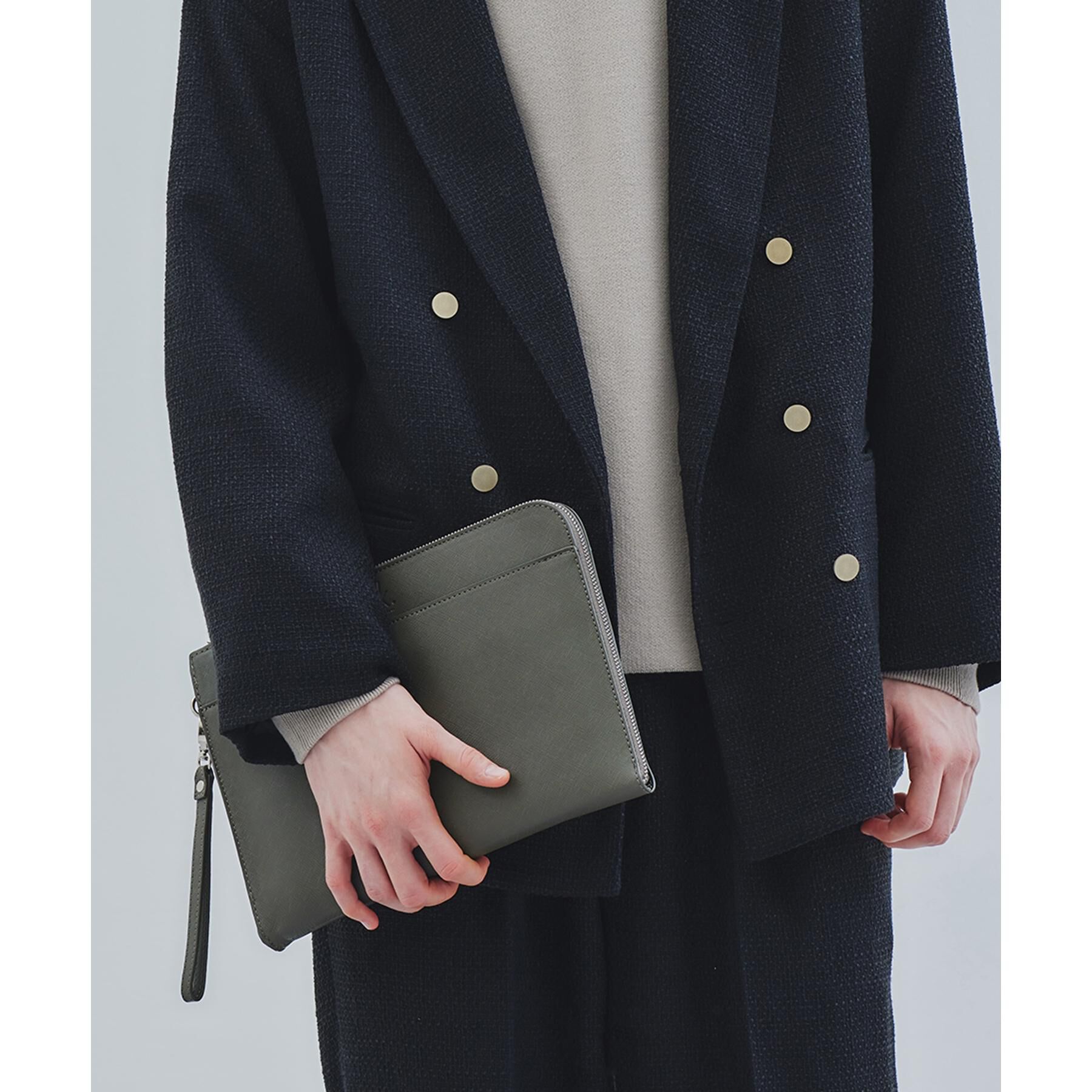 tk.TAKEO KIKUCHI「レザー調ジップクラッチバッグ」|クラッチバッグ|