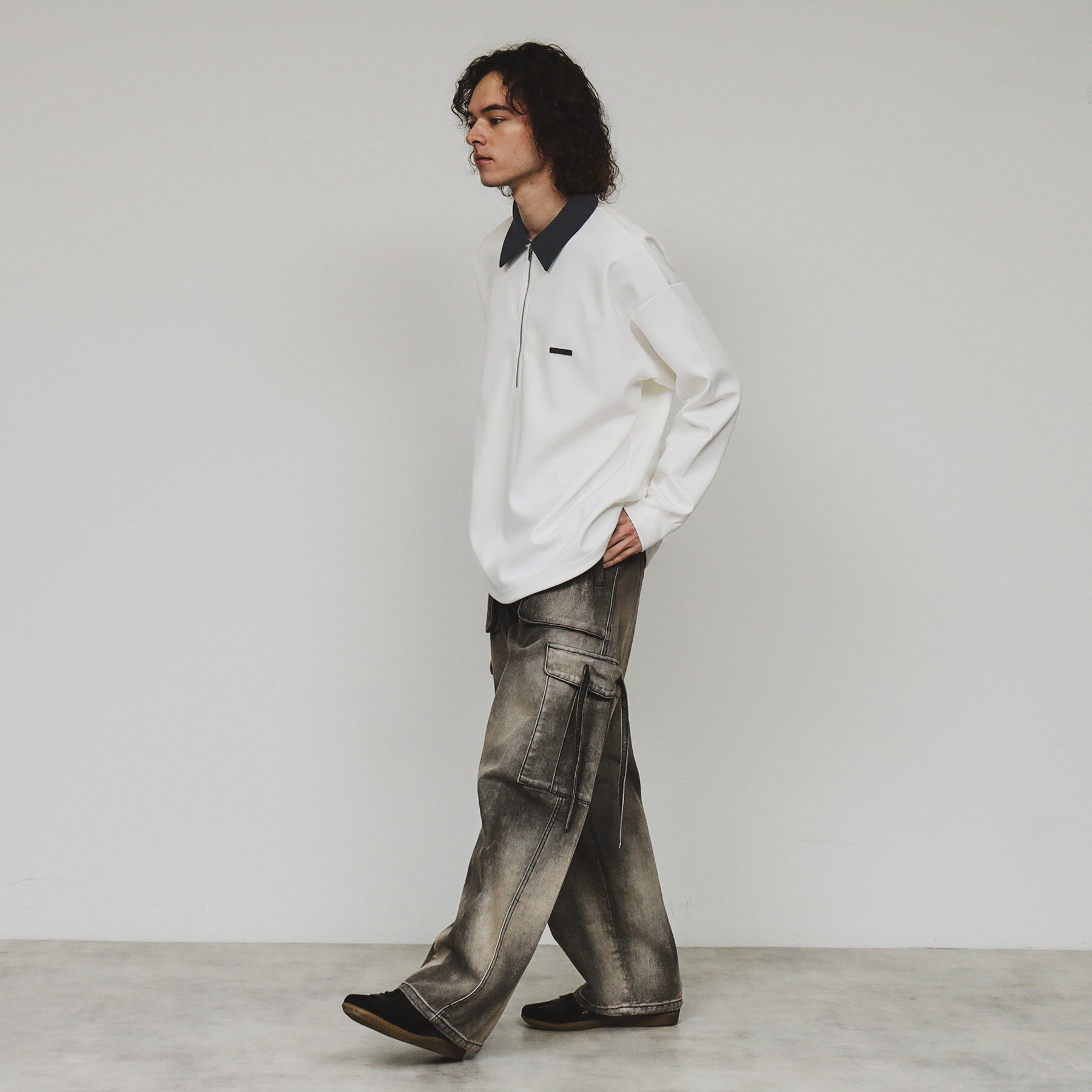 tk.TAKEO KIKUCHI「ルーズハーフジップポロスウェット」|Tシャツ・カットソー|