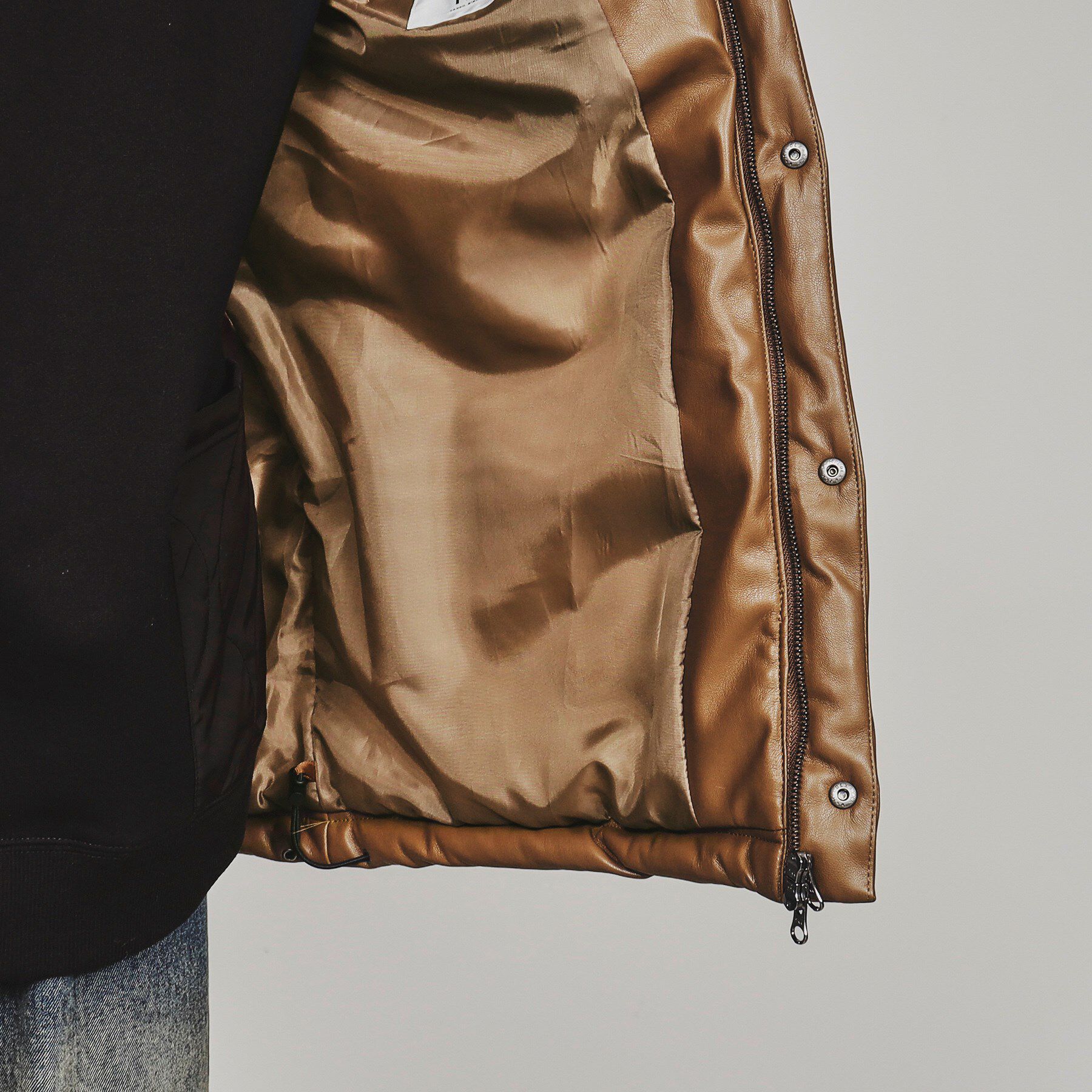 tk.TAKEO KIKUCHI「レザー調パテッドジャケット」|ブルゾン・スタジャン|