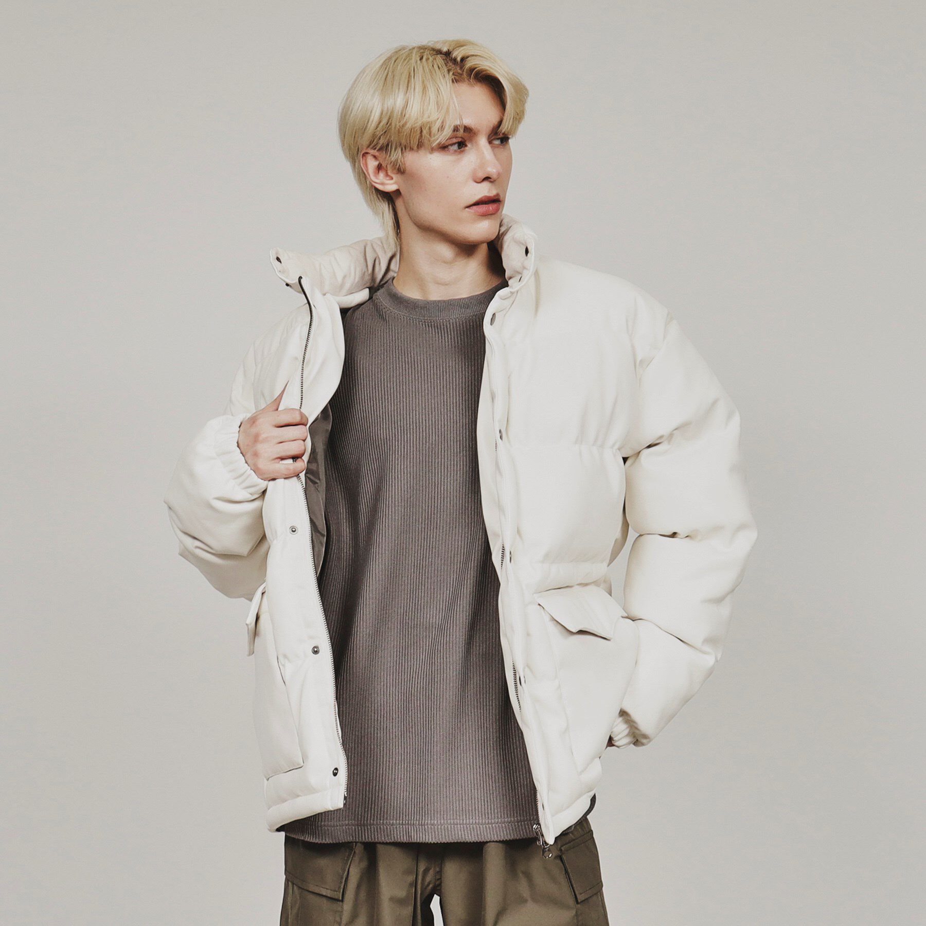 tk.TAKEO KIKUCHI「レザー調パテッドジャケット」|ブルゾン・スタジャン|