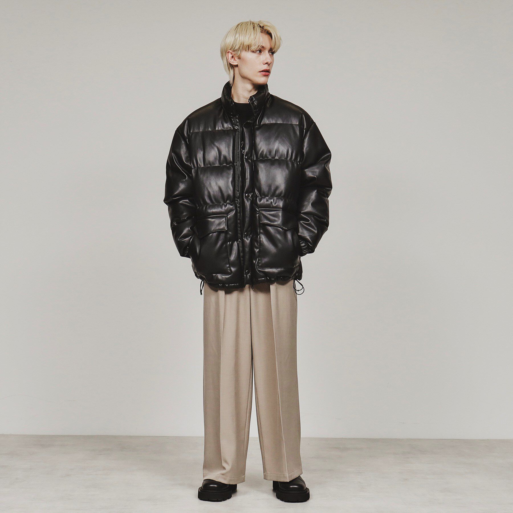 tk.TAKEO KIKUCHI「レザー調パテッドジャケット」|ブルゾン・スタジャン|