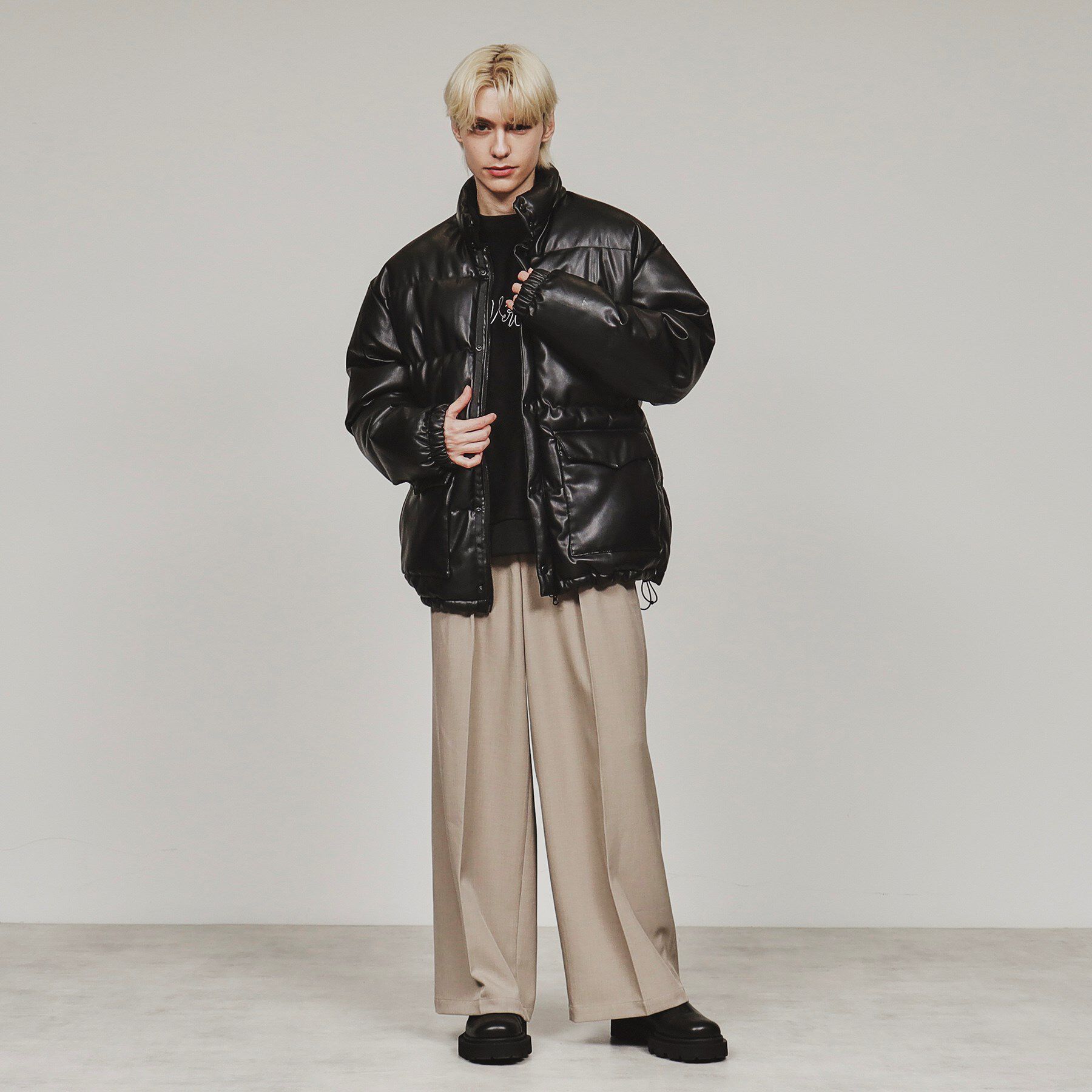 tk.TAKEO KIKUCHI「レザー調パテッドジャケット」|ブルゾン・スタジャン|