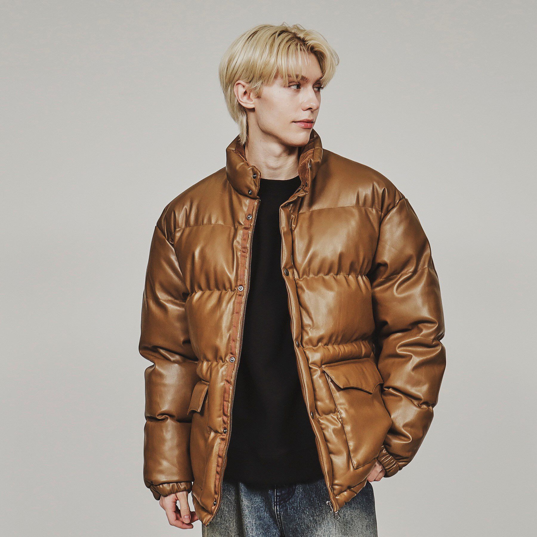 tk.TAKEO KIKUCHI「レザー調パテッドジャケット」|ブルゾン・スタジャン|