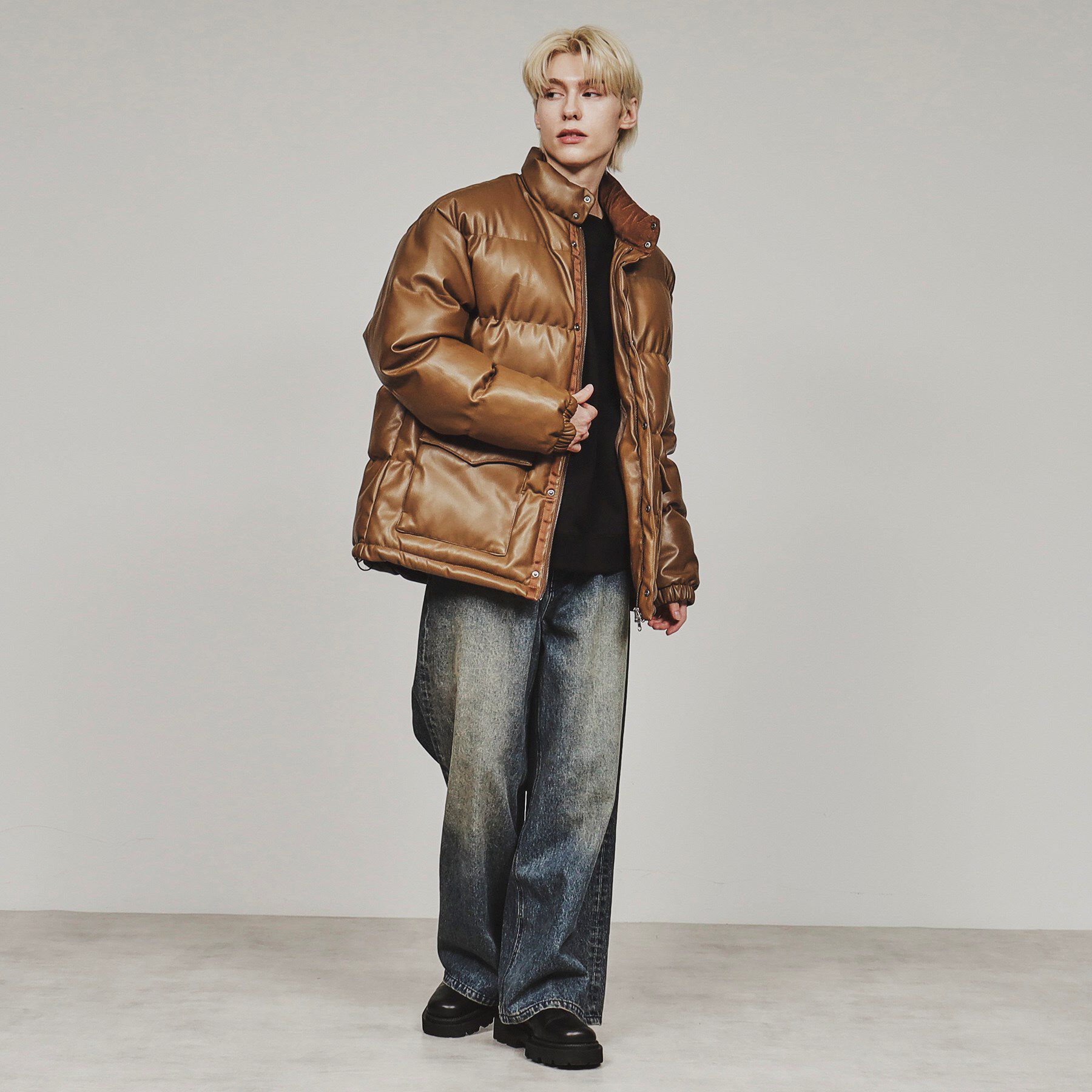 tk.TAKEO KIKUCHI「レザー調パテッドジャケット」|ブルゾン・スタジャン|