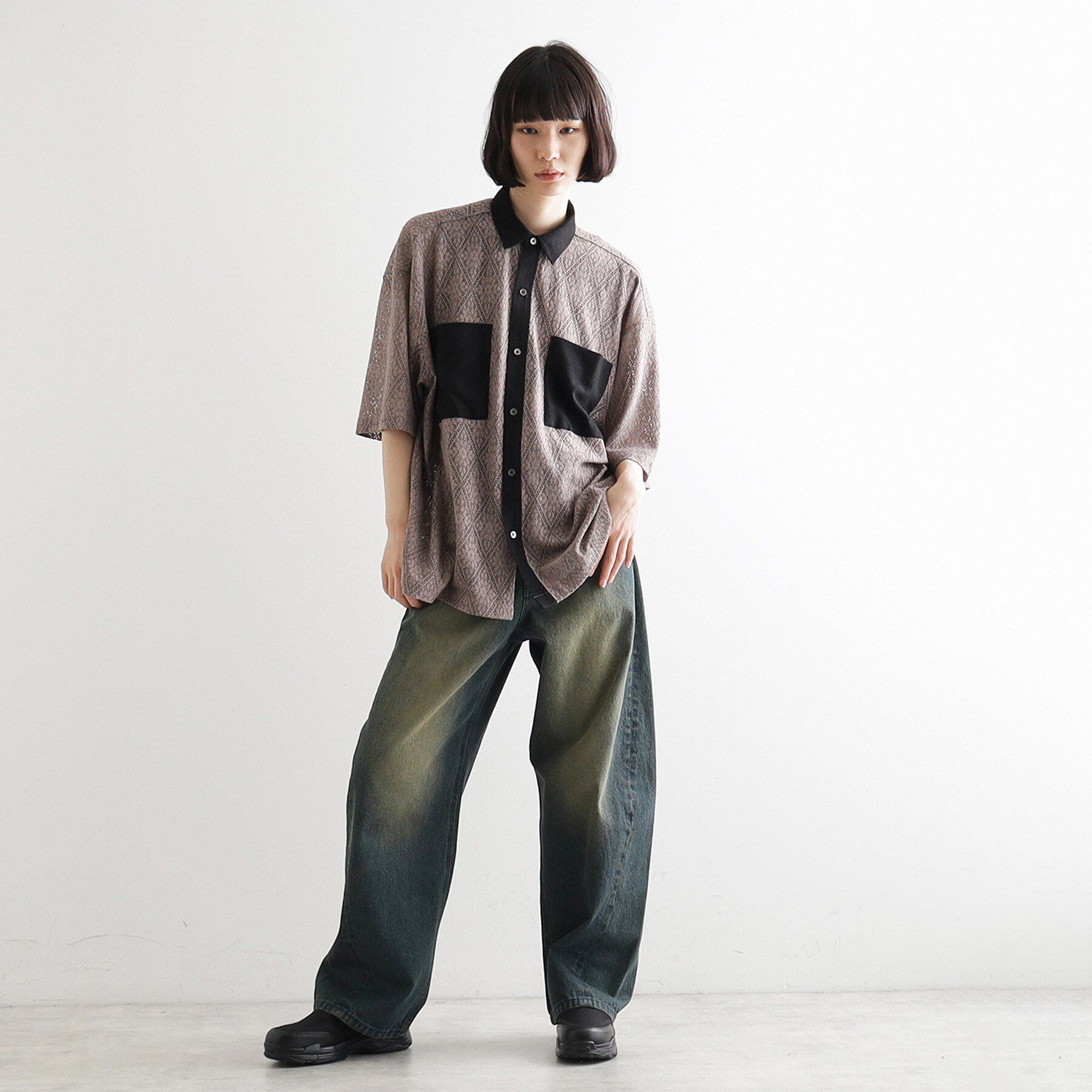 tk.TAKEO KIKUCHI「サマースエードコンビレースシャツ」|シャツ・ブラウス|