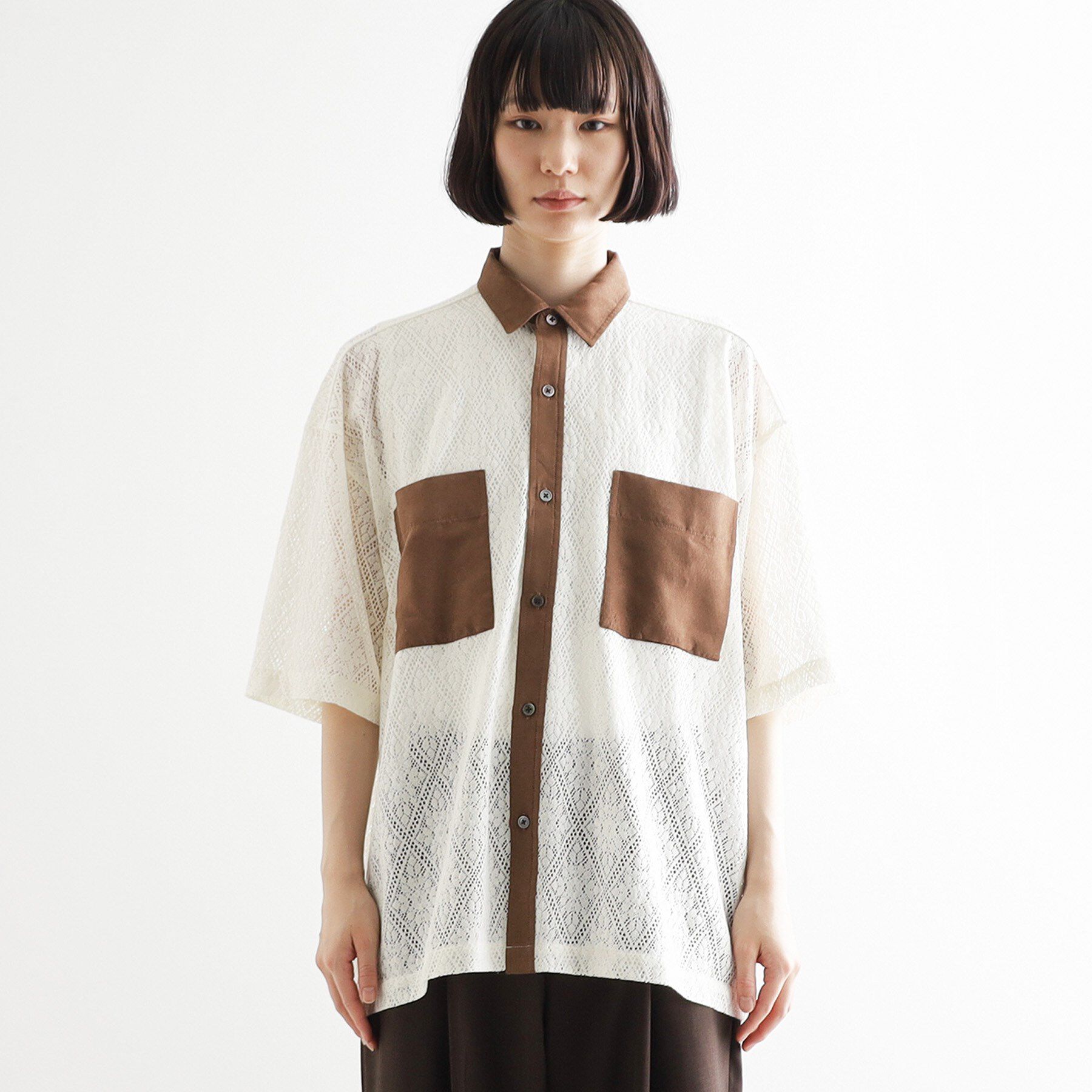 tk.TAKEO KIKUCHI「サマースエードコンビレースシャツ」|シャツ・ブラウス|