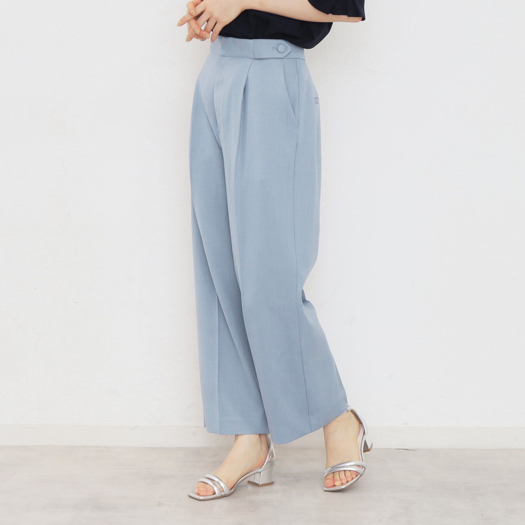 index「≪5color≫ストレッチワイドパンツ【吸水速乾/防シワ/コラーゲン配合/洗濯機洗い可】」|その他|ブルー(091)