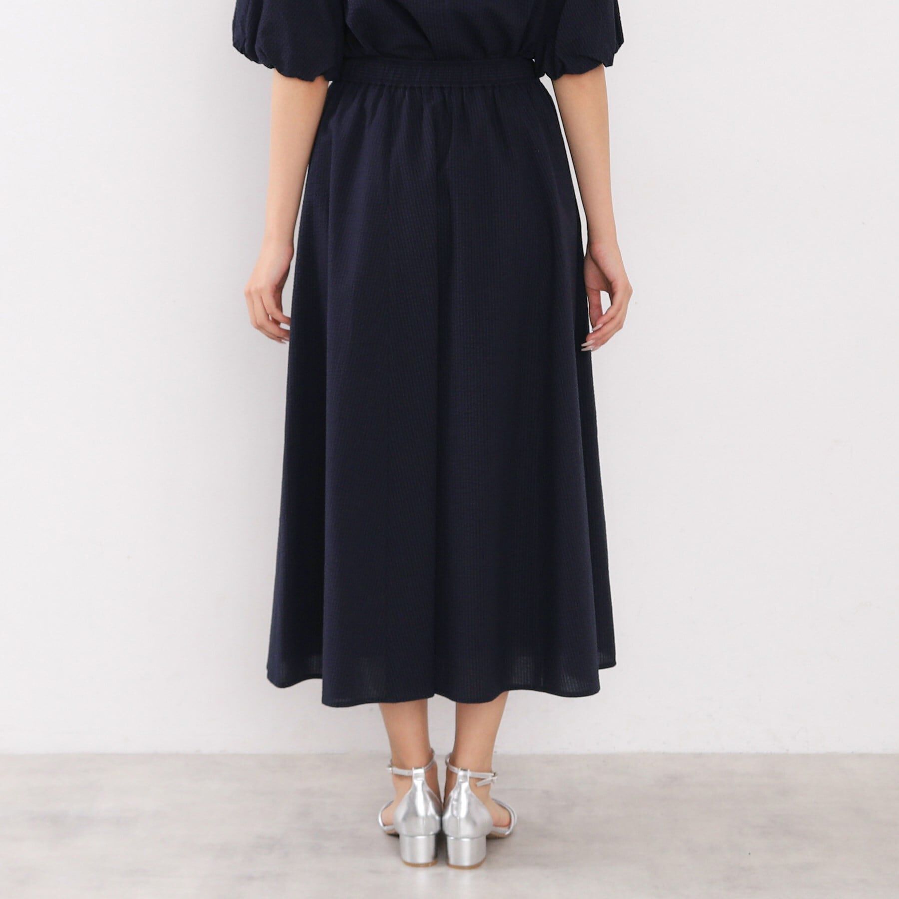 index「サッカーストライプロングフレアスカート【洗濯機洗い可】」|スカート|