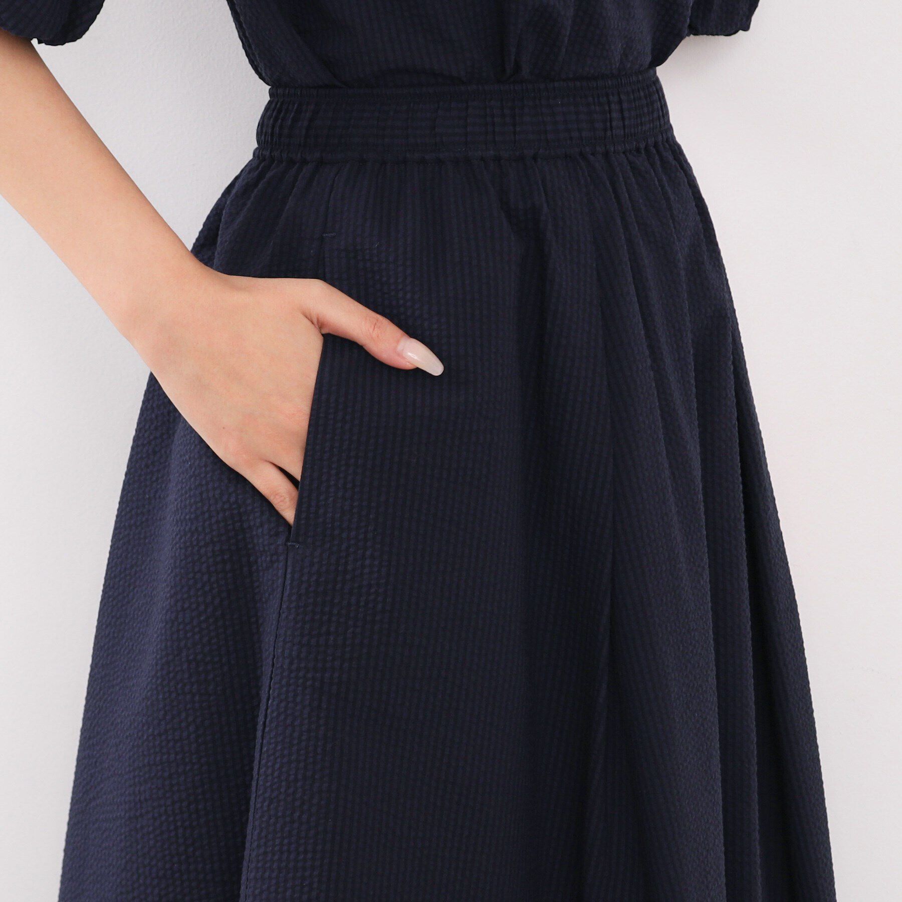 index「サッカーストライプロングフレアスカート【洗濯機洗い可】」|スカート|