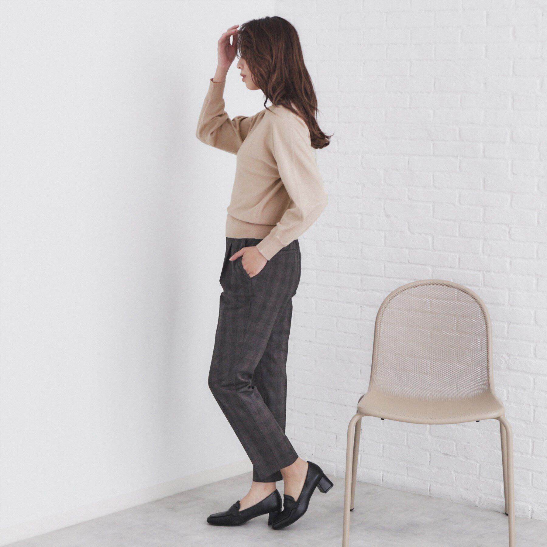 index「《5color/XS-LL》キーネックビジュードルマンニット【洗濯機洗い可】」|ニット・セーター|