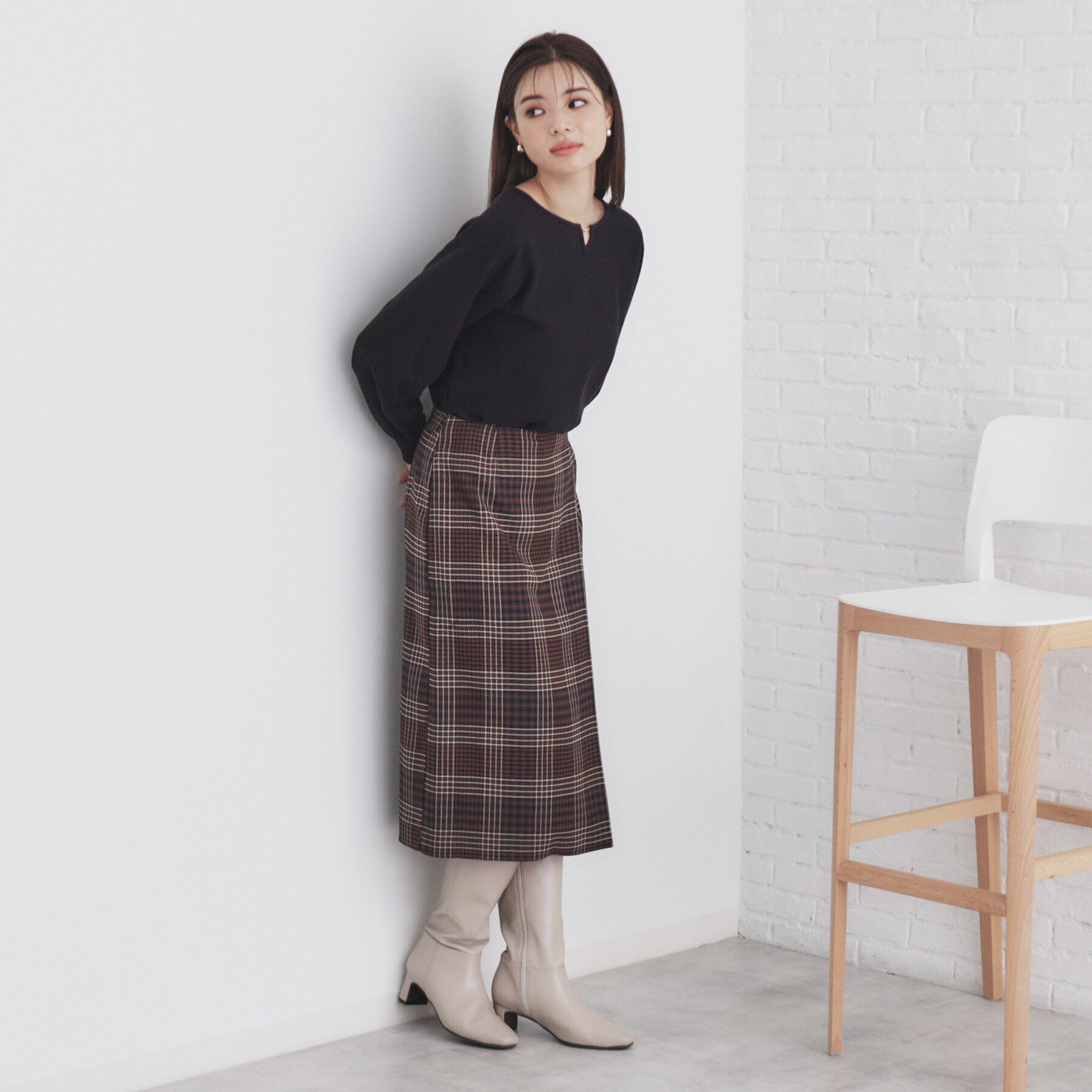 index「《5color/XS-LL》キーネックビジュードルマンニット【洗濯機洗い可】」|ニット・セーター|