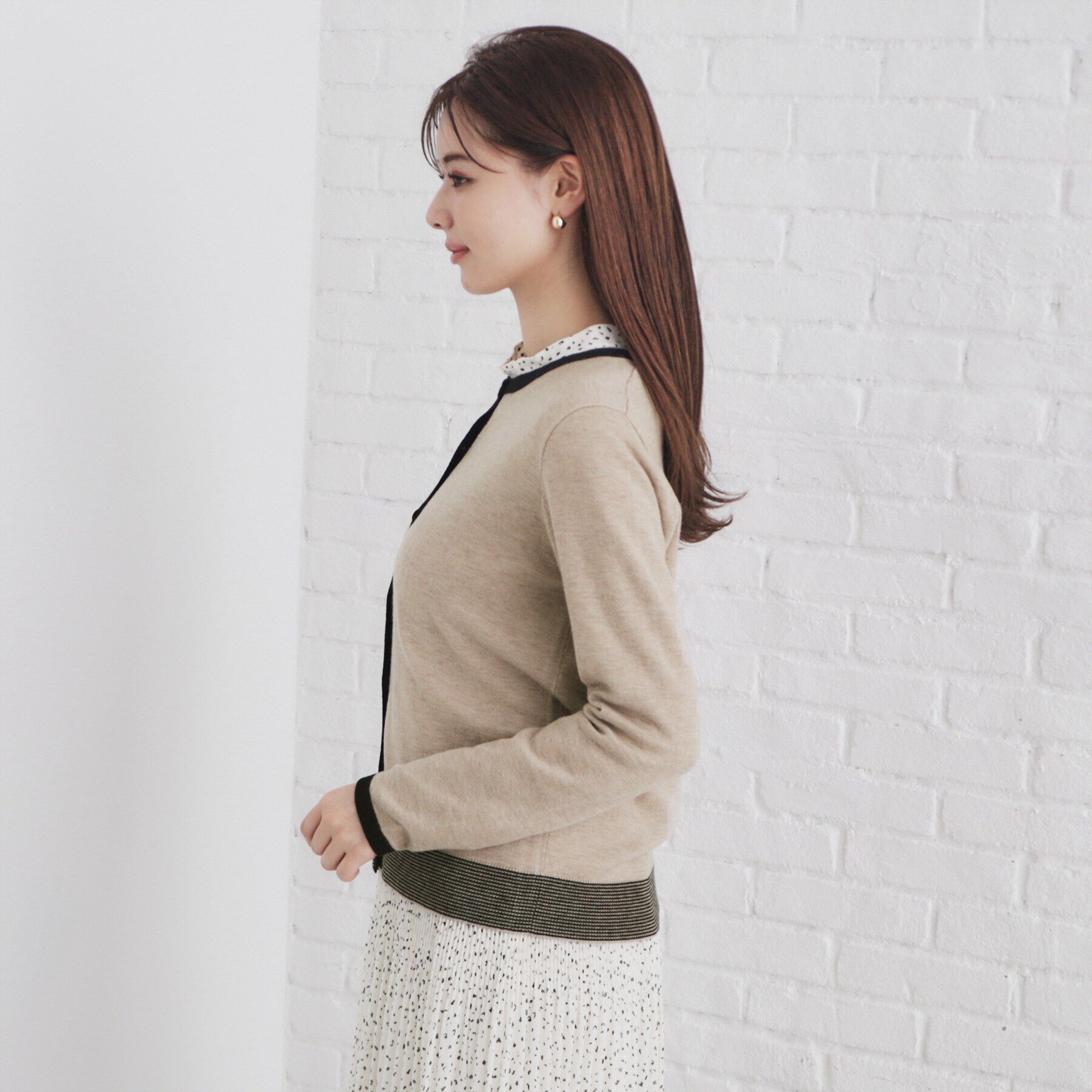 index「バイカラーカーディガン【洗濯機洗い可】」|カーディガン|