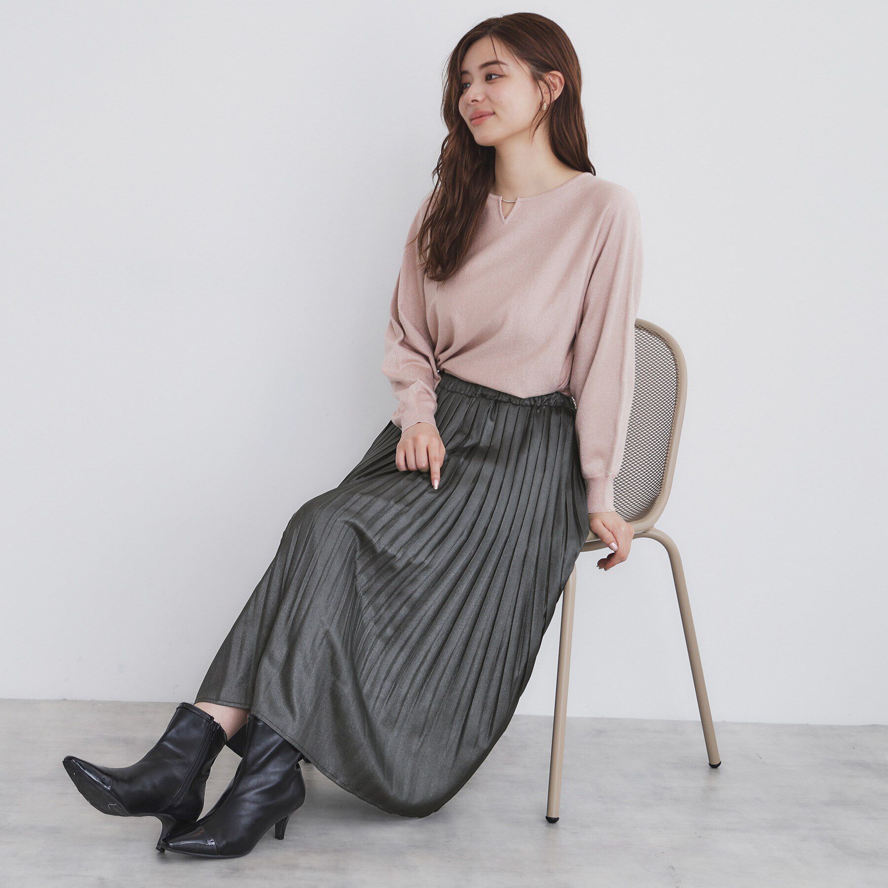index「シャイニーサテンプリーツスカート【洗濯機洗い可/防シワ】」|スカート|