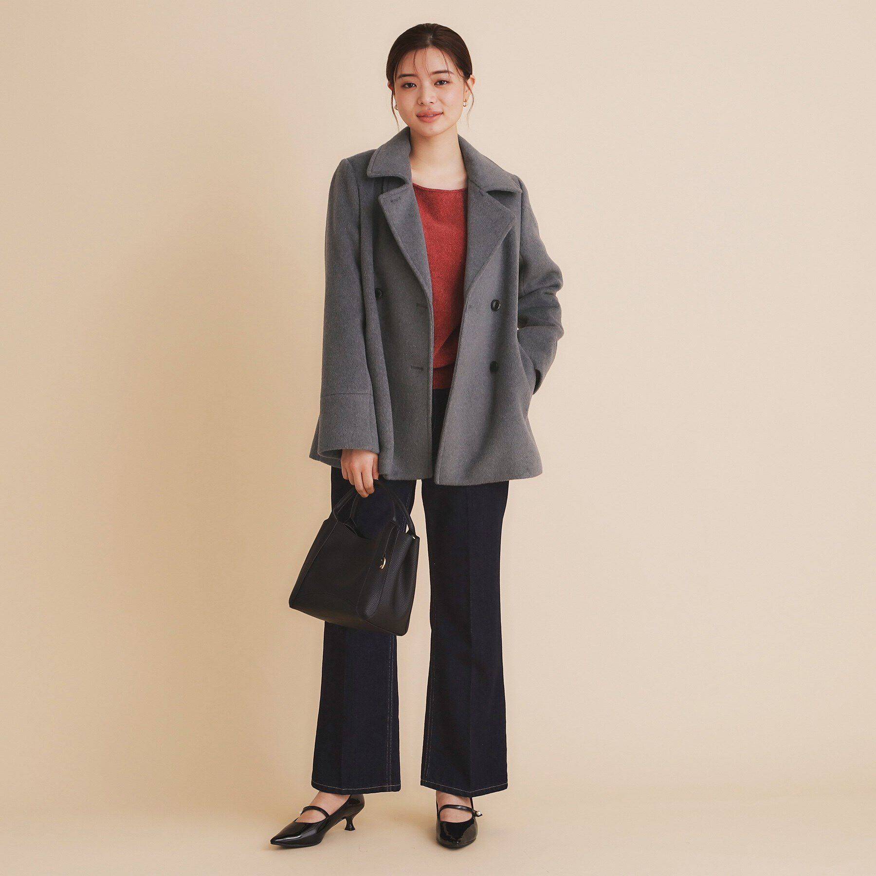 index「《5color/S-Lsize》ウール混 ステンカラーピーコート」|ピーコート|