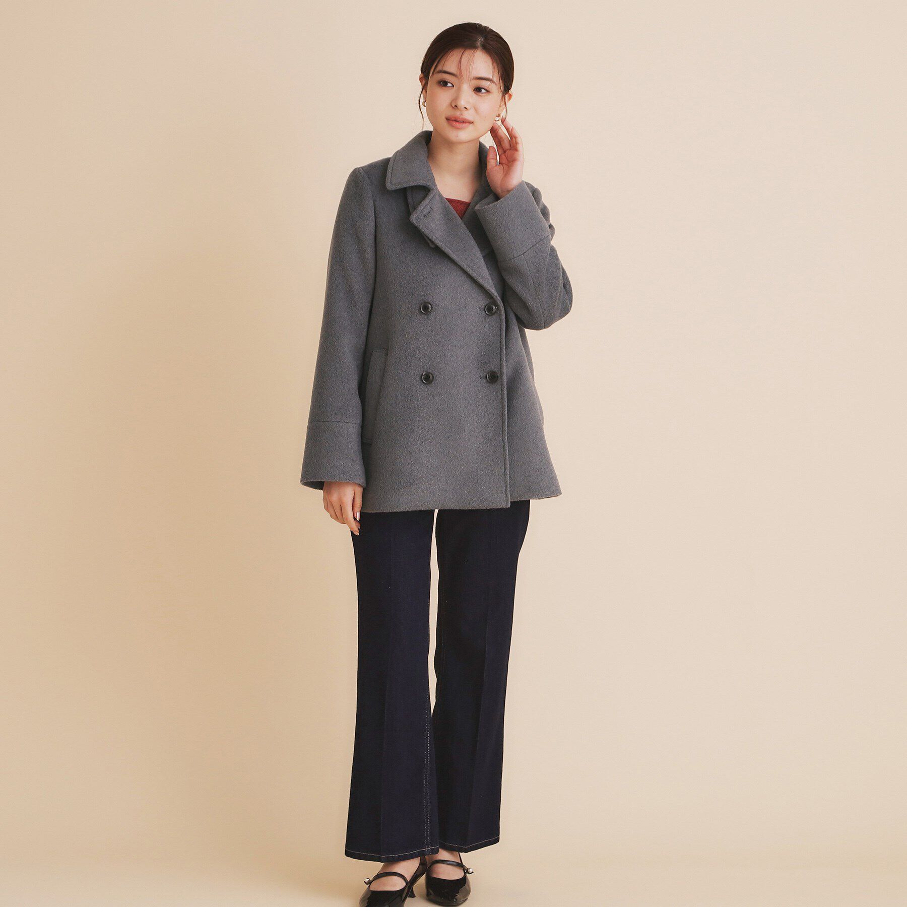 index「《5color/S-Lsize》ウール混 ステンカラーピーコート」|ピーコート|