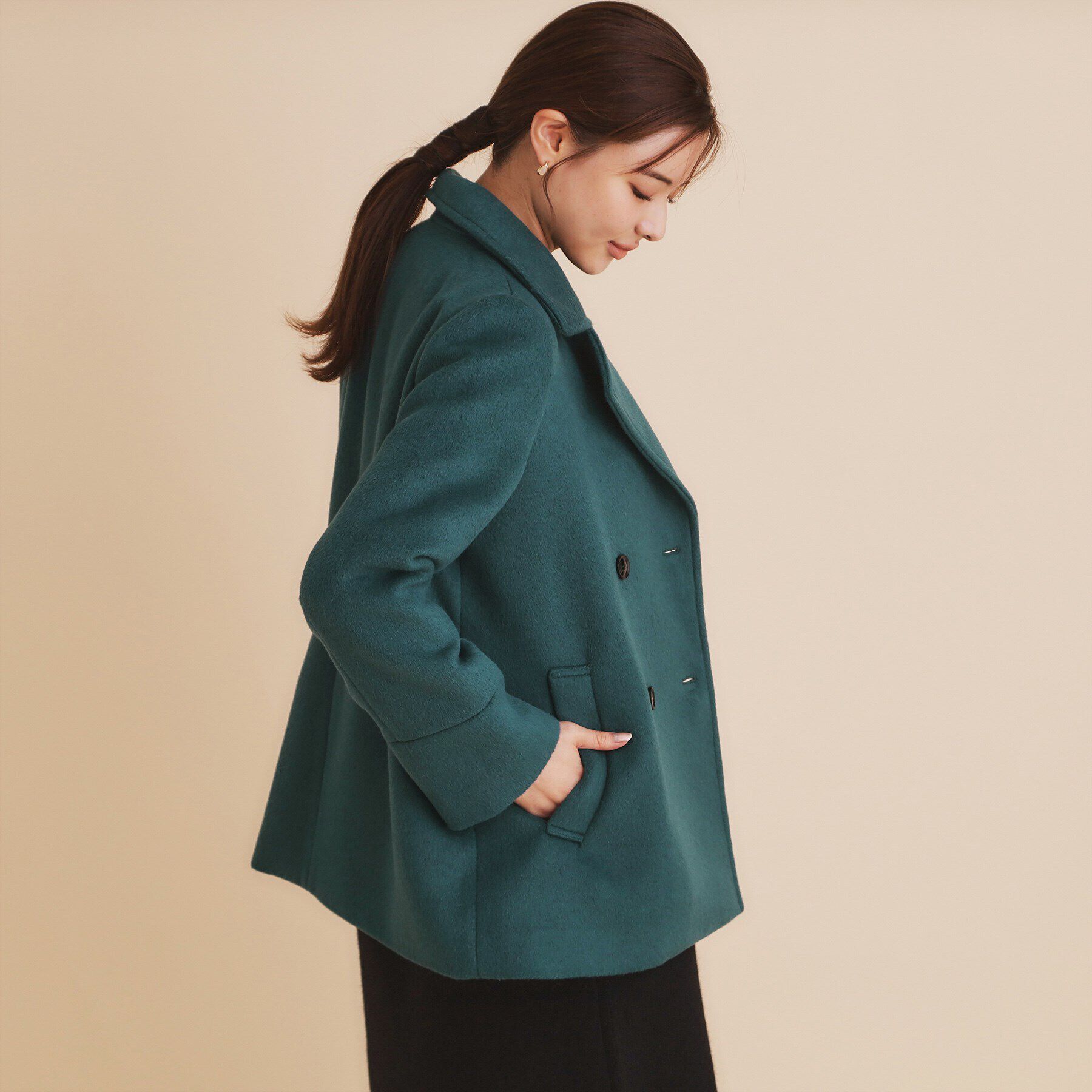 index「《5color/S-Lsize》ウール混 ステンカラーピーコート」|ピーコート|