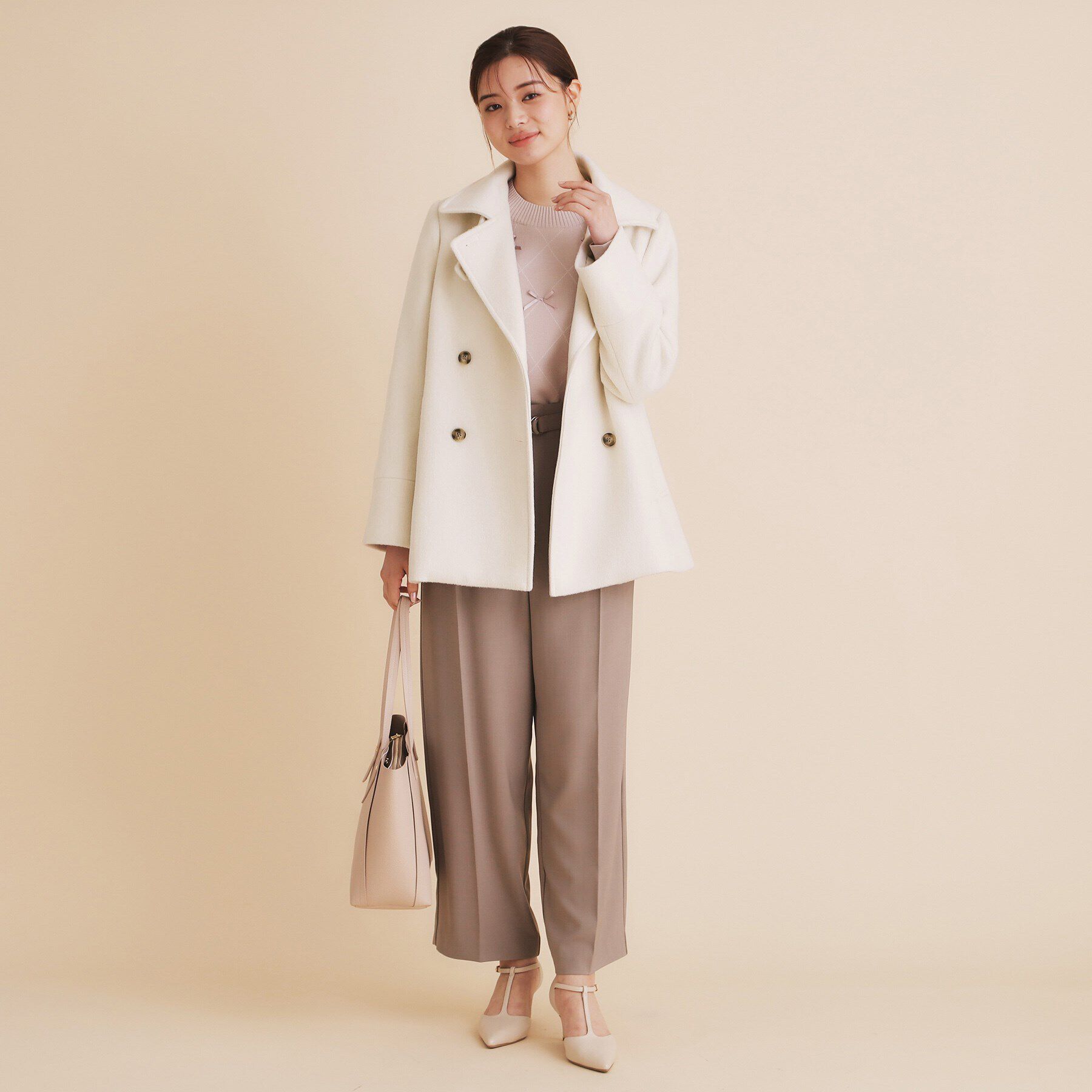 index「《5color/S-Lsize》ウール混 ステンカラーピーコート」|ピーコート|