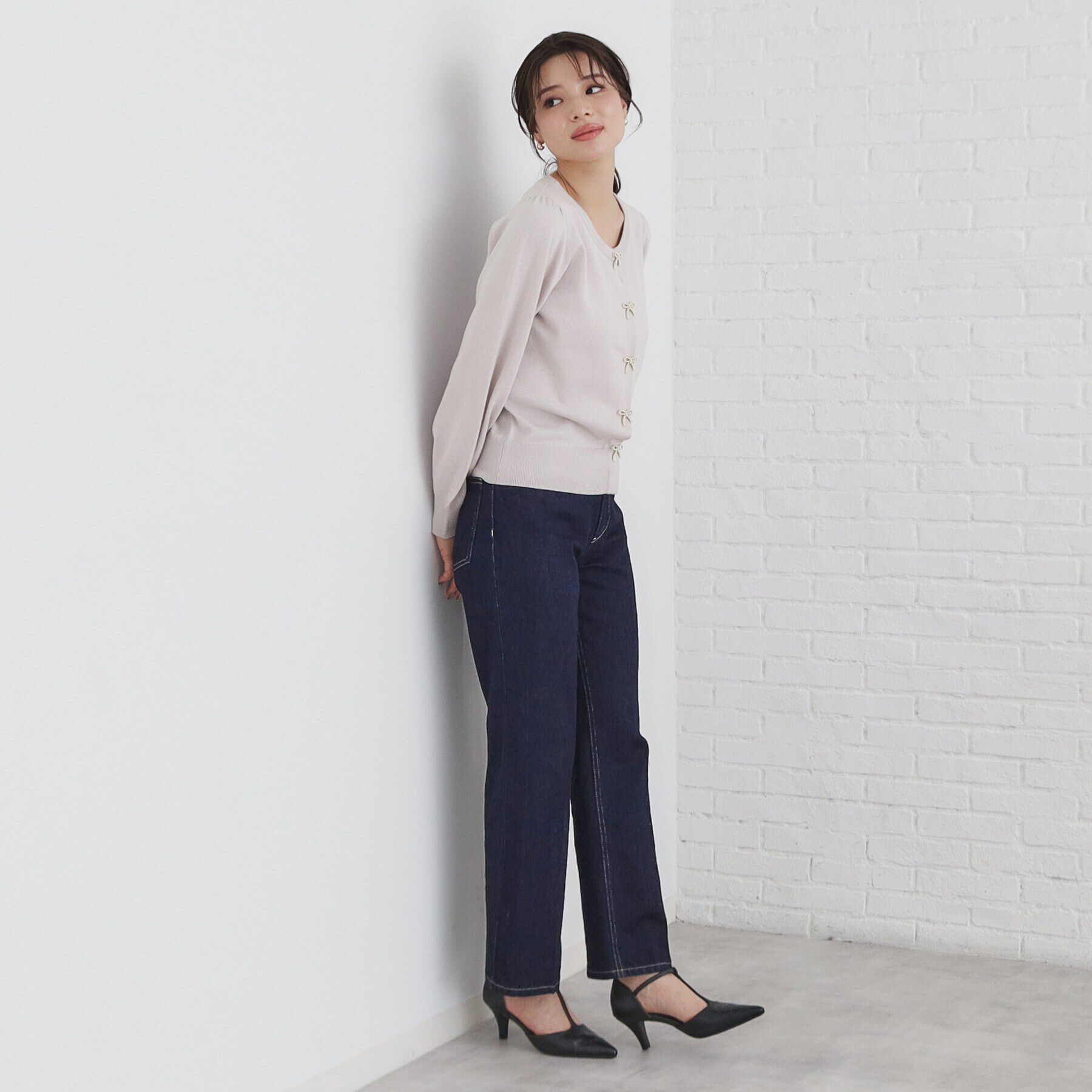 index「リボンパール調ビジューカーディガン【洗える】」|カーディガン|