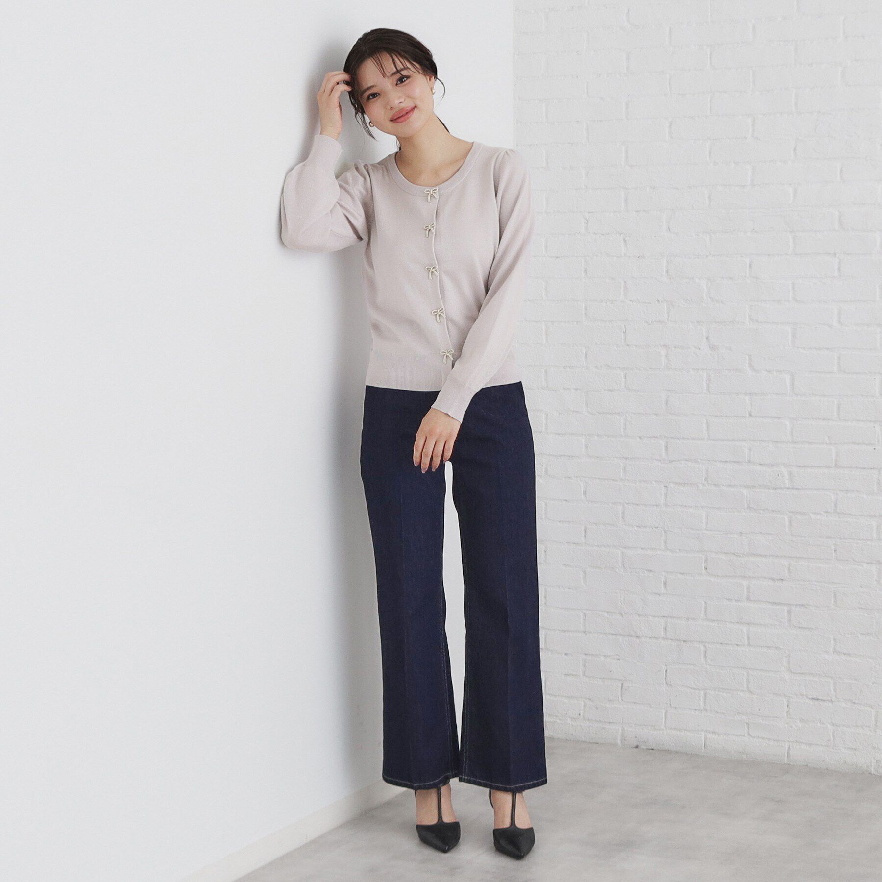 index「リボンパール調ビジューカーディガン【洗える】」|カーディガン|