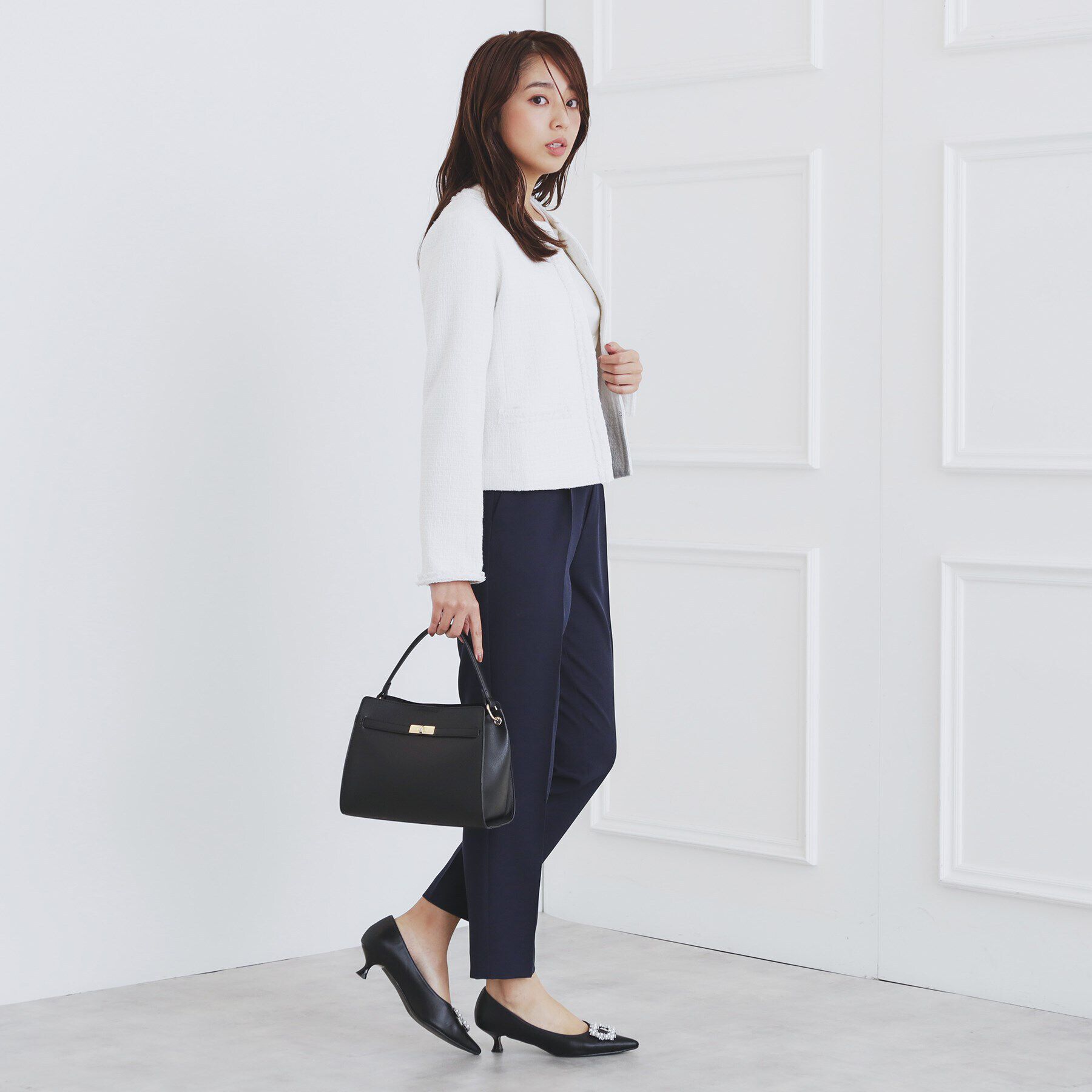 index「＜通勤・セレモニー/セットアップ対応＞ノーカラーツイードジャケット【洗える】」|ノーカラージャケット|